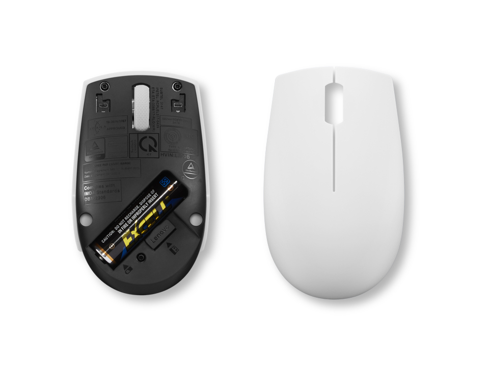 Lenovo 300 Wireless Compact Maus Kabellos Optisch Hellgrau 3 Tasten 1000 dpi