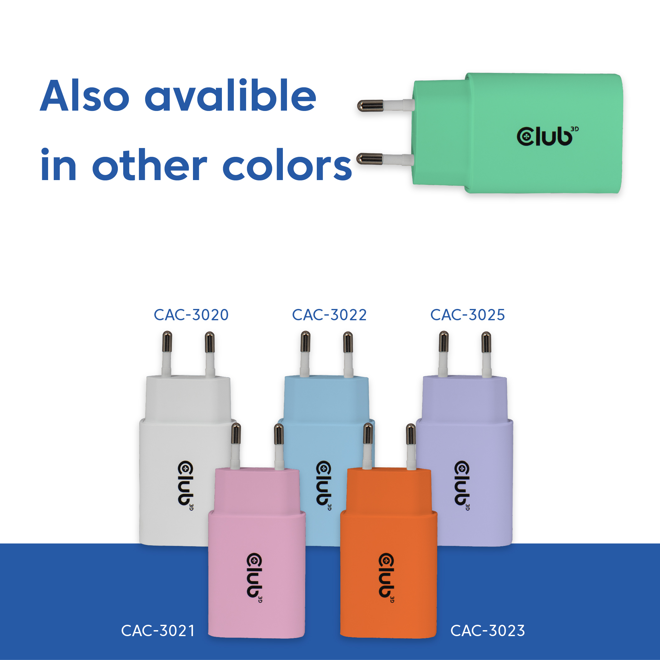 CLUB3D 2-Pack USB-C� Charger 30Watt Green