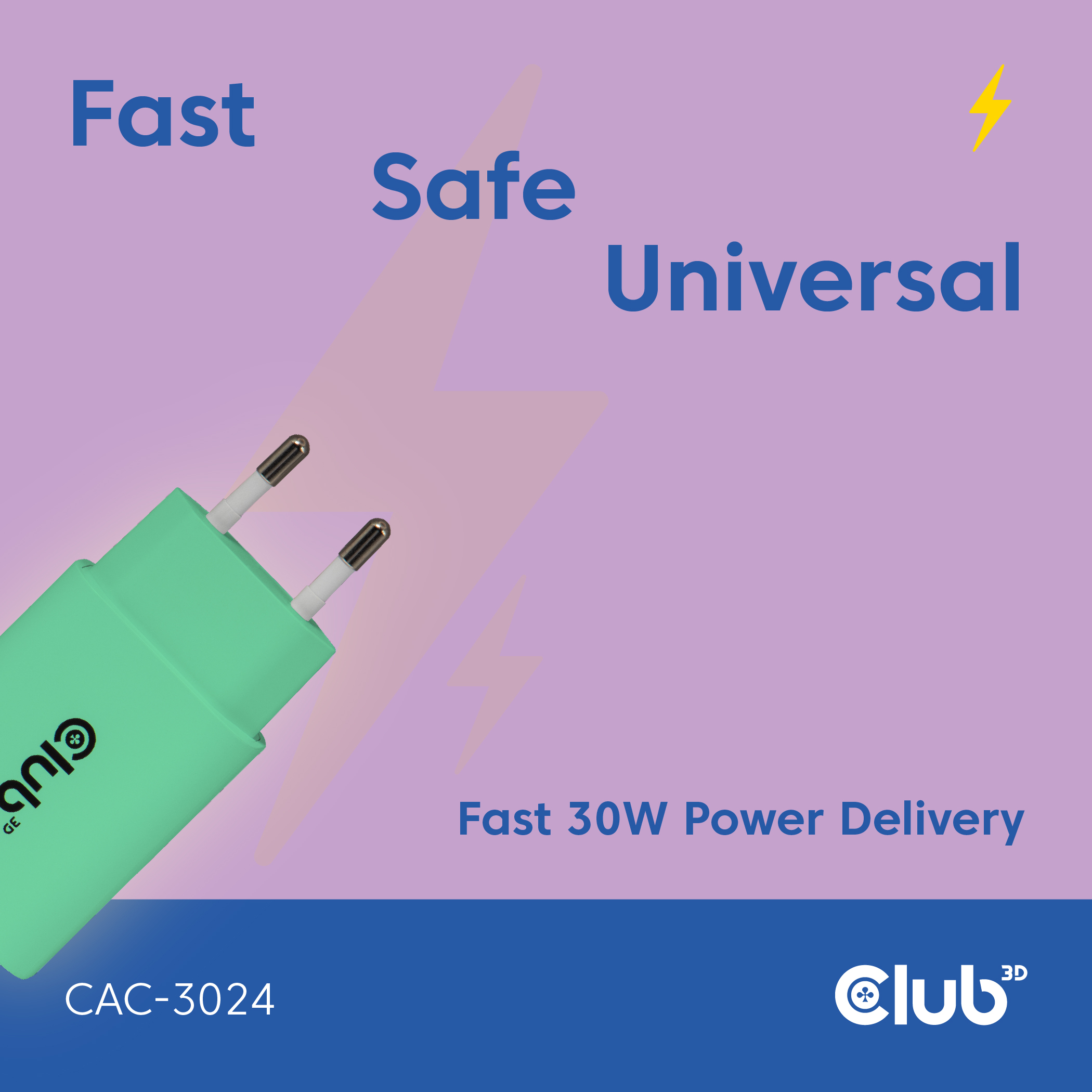 CLUB3D 2-Pack USB-C� Charger 30Watt Green