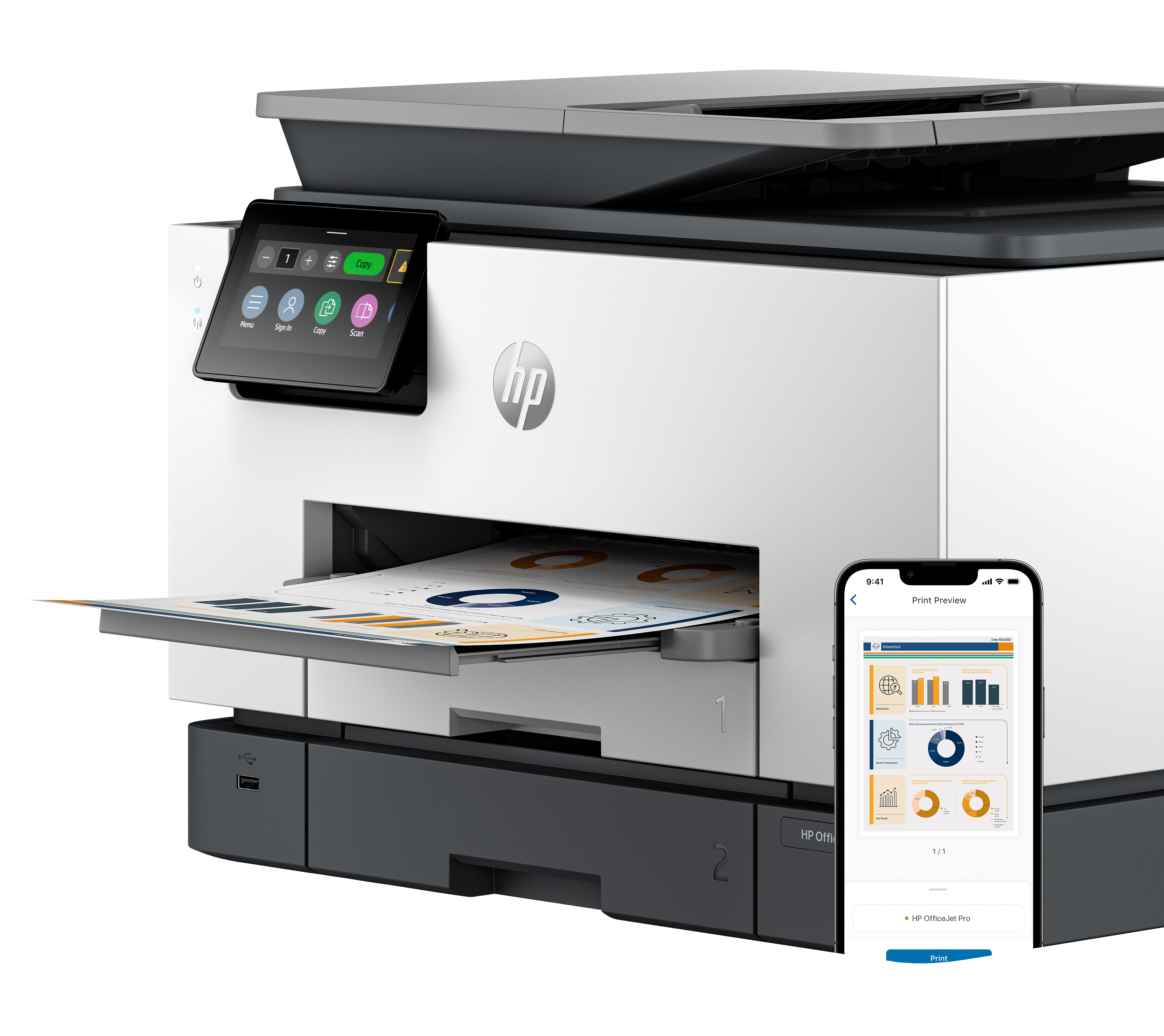 HP OfficeJet Pro 9130b Inal�mbrico All-in-One Color Impresora, Impresi�n a doble cara; Copiadora y esc�ner