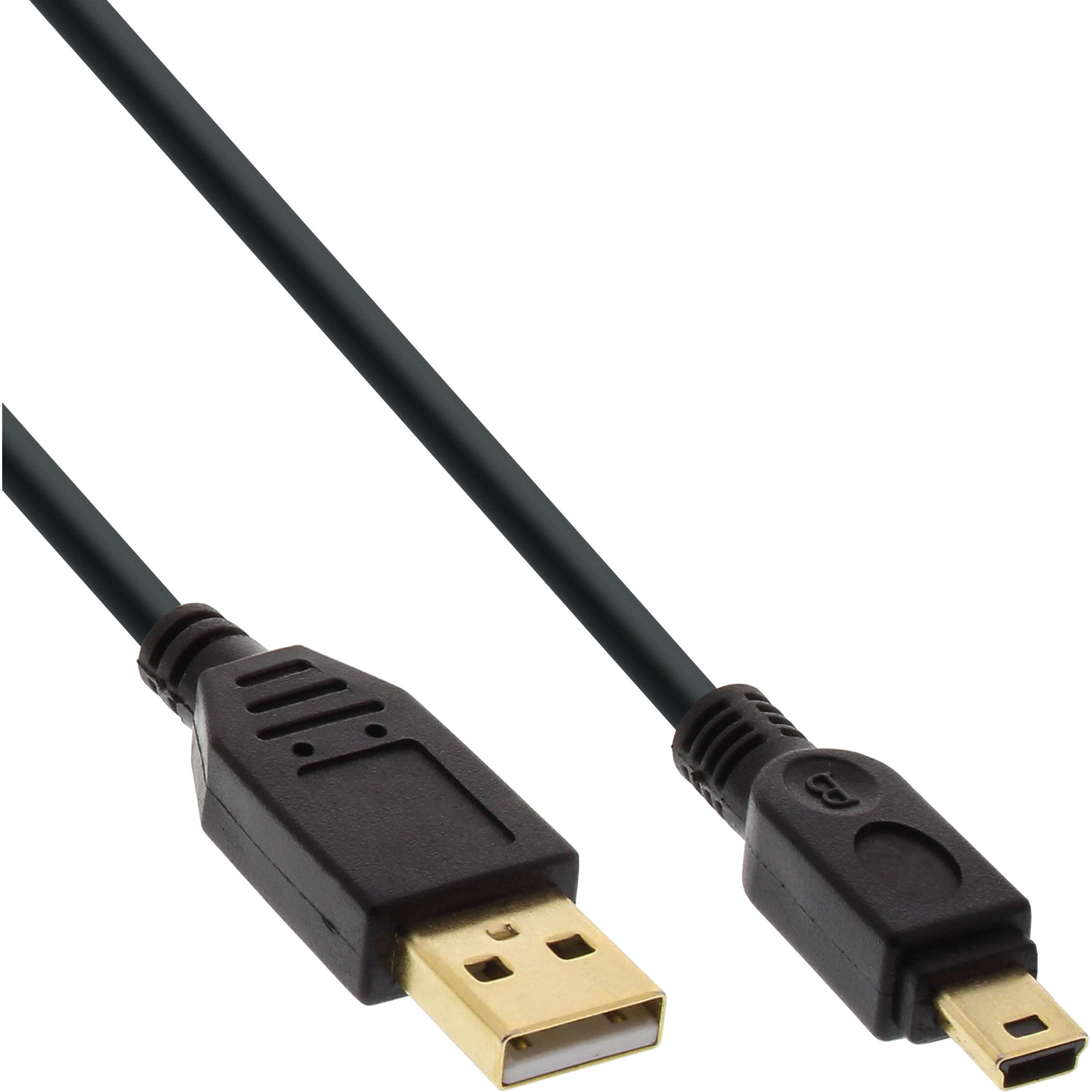 InLine USB 2.0 Mini Cable, Type A male / mini-B male (5pin), black/gold, 1.5m