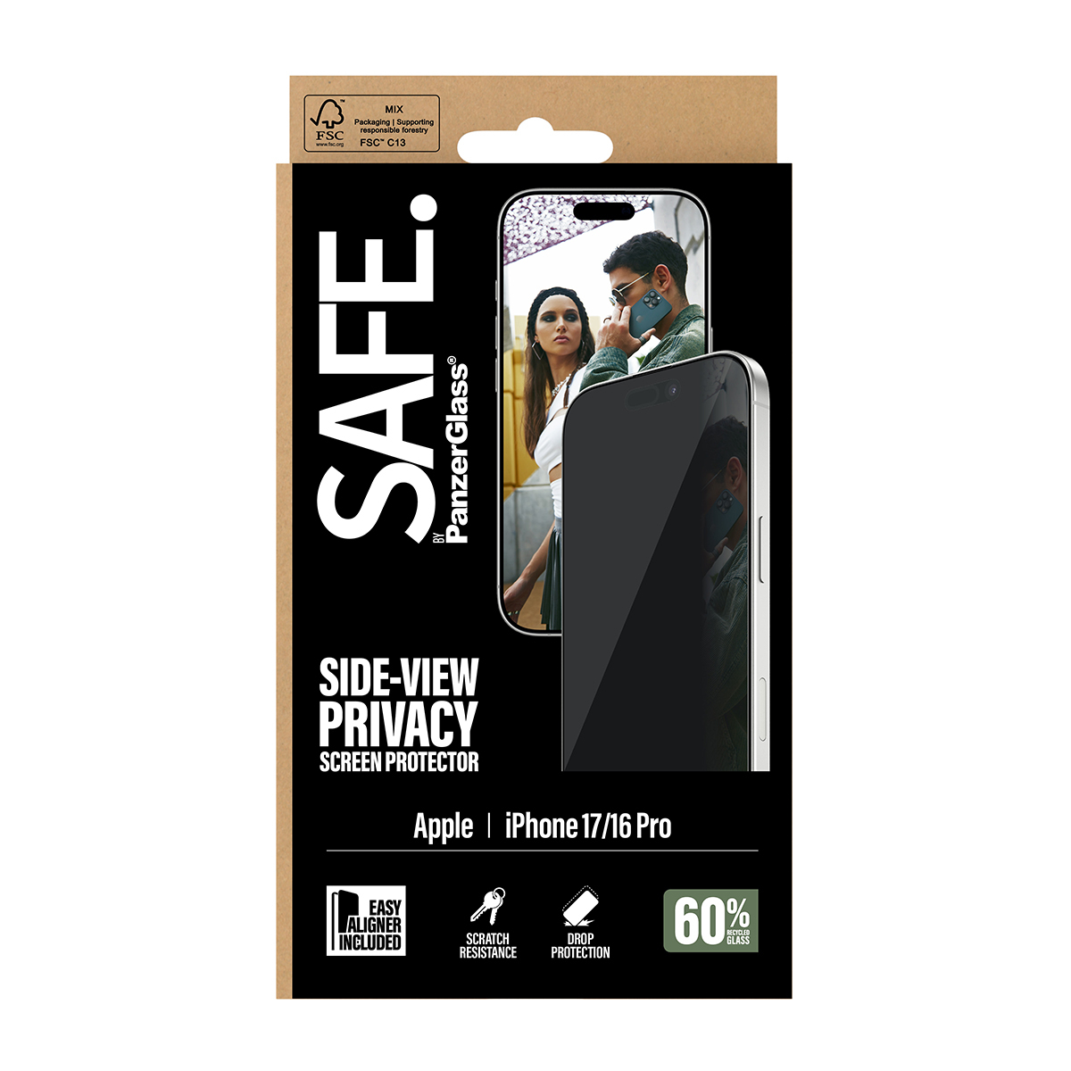 PanzerGlass SAFE. by � Privacy Screen Protector iPhone 17 | iPhone 16 Pro | Ultra-Wide Fit w. EasyAligner