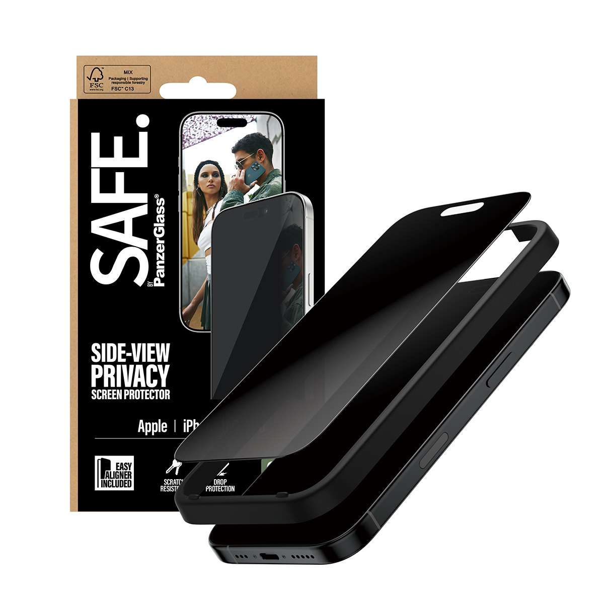 PanzerGlass SAFE. by � Privacy Screen Protector iPhone 17 | iPhone 16 Pro | Ultra-Wide Fit w. EasyAligner