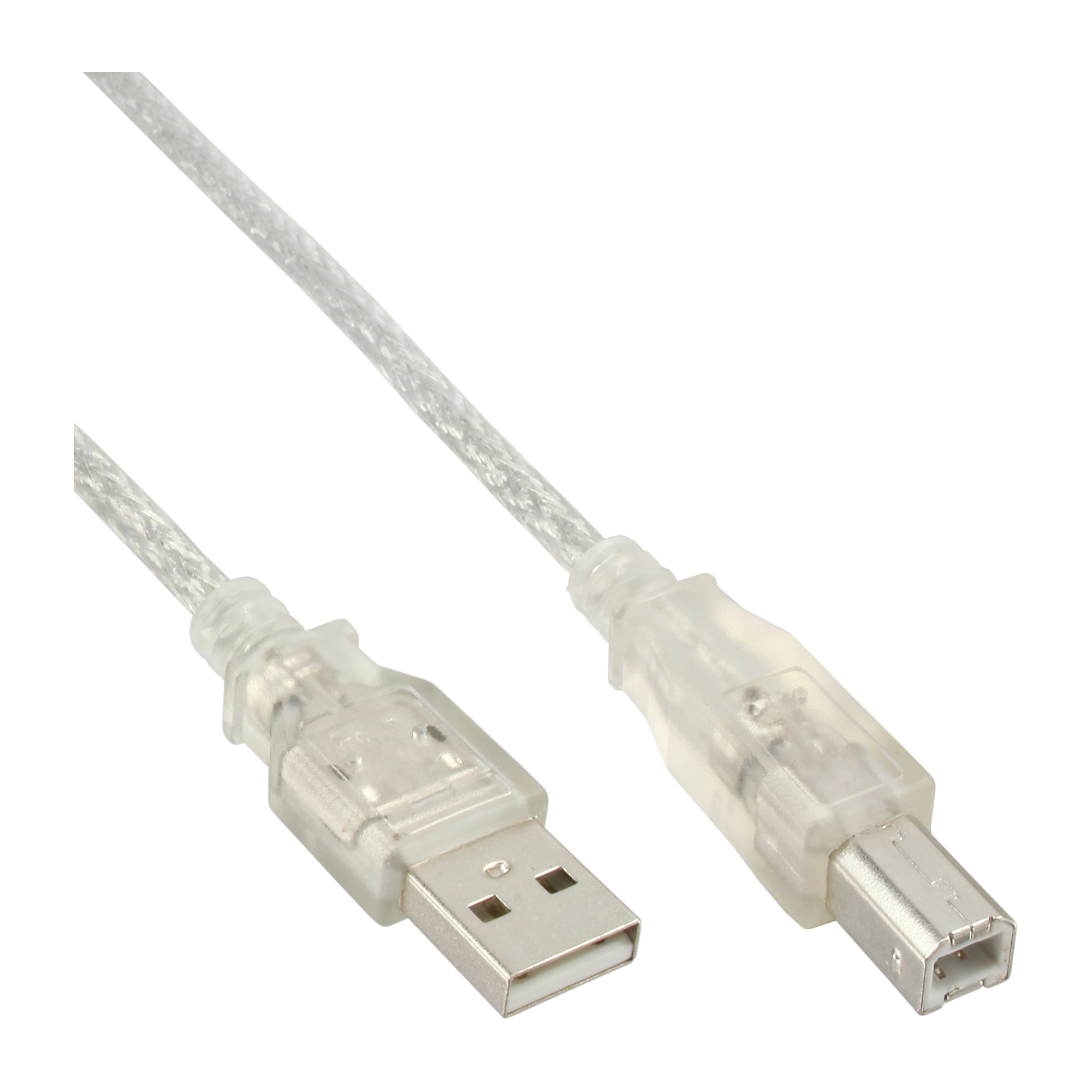 InLine USB 2.0 Cable Type A male / B male, transparent, 0.5m
