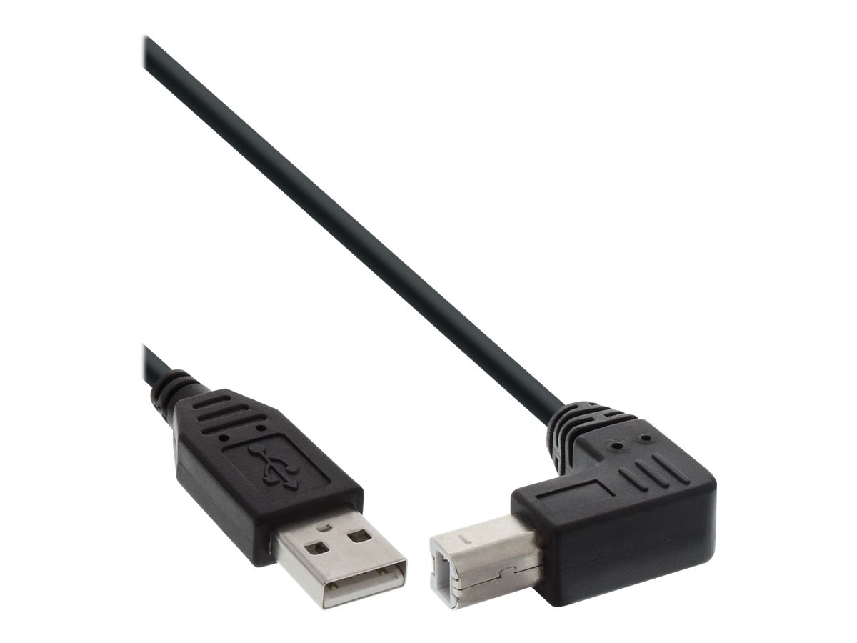 InLine USB 2.0 Cable down angled Type A male / B male, black, 0.3m