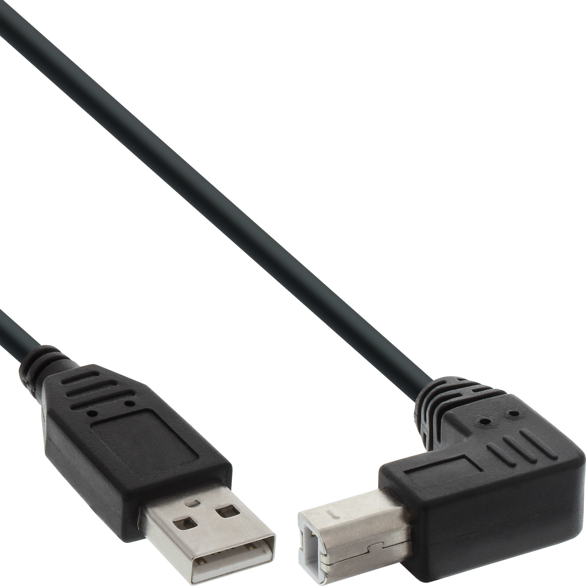 InLine USB 2.0 Cable down angled Type A male / B male, black, 0.3m
