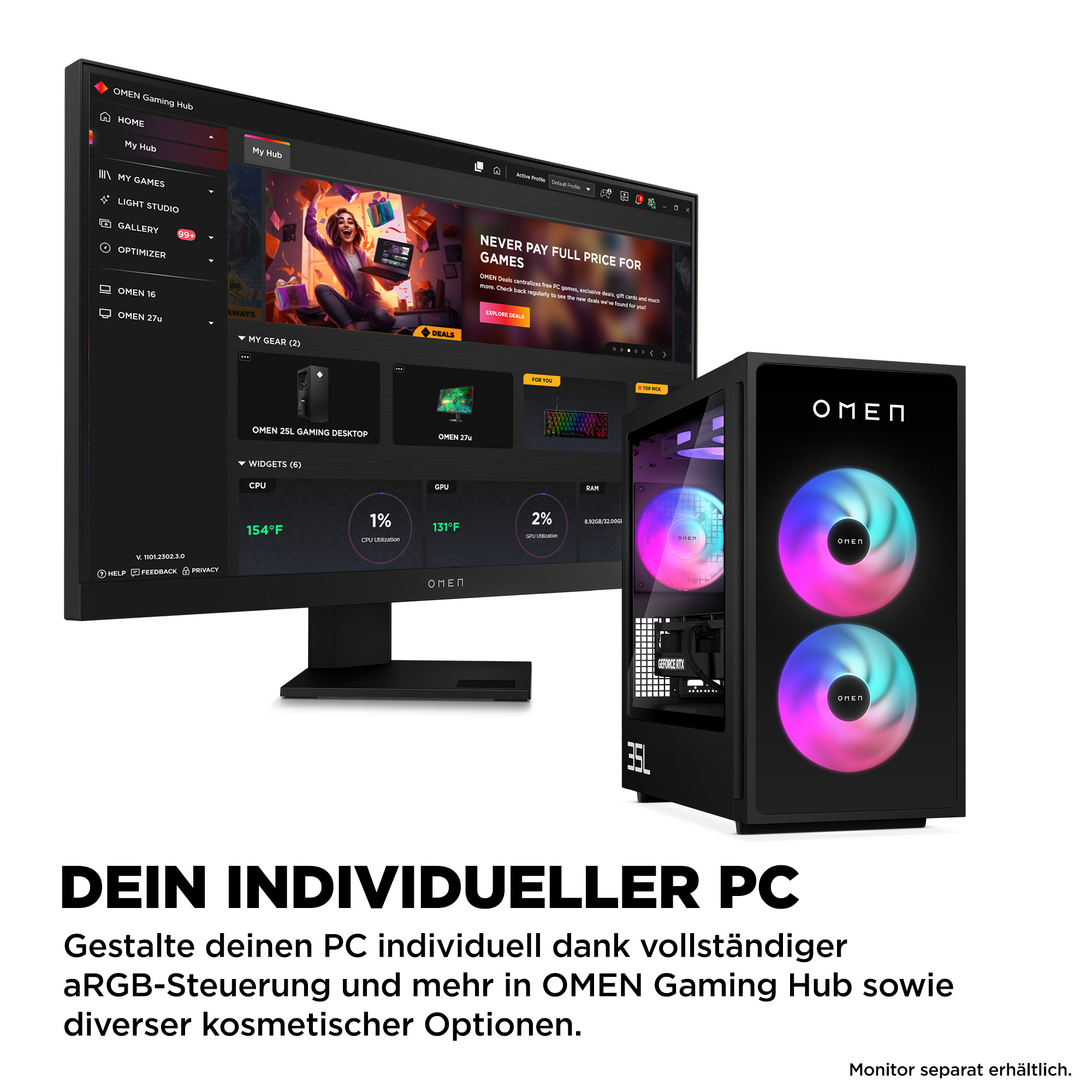 HP OMEN 35L by HP GT16-0067ng - microATX - Core Ultra 9 285K
