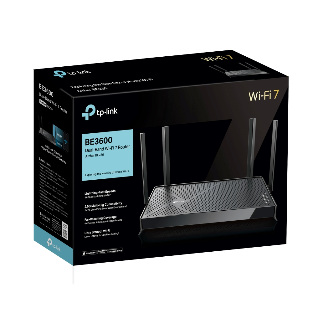 TP-Link Archer BE3600 router inalmbrico 2.5 Gigabit Ethernet Doble banda (2,4 GHz / 5 GHz) Negro