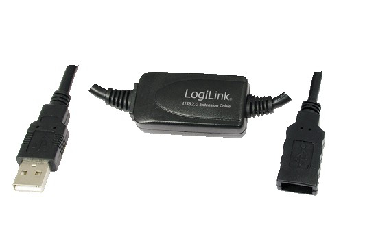 LogiLink 25M USB 2.0 - USB 2.0 M/F cavo USB USB A Nero