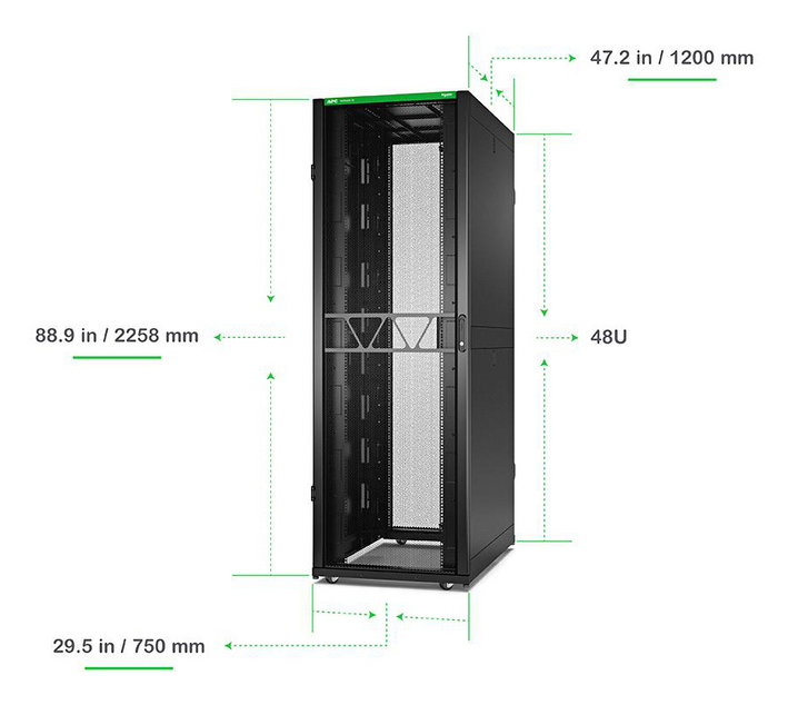APC Rack Netshelter SX Server, 2e g�n�ration, 48U, 2 258H x 750L x 1 200D mm, avec panneaux lat�raux, noir