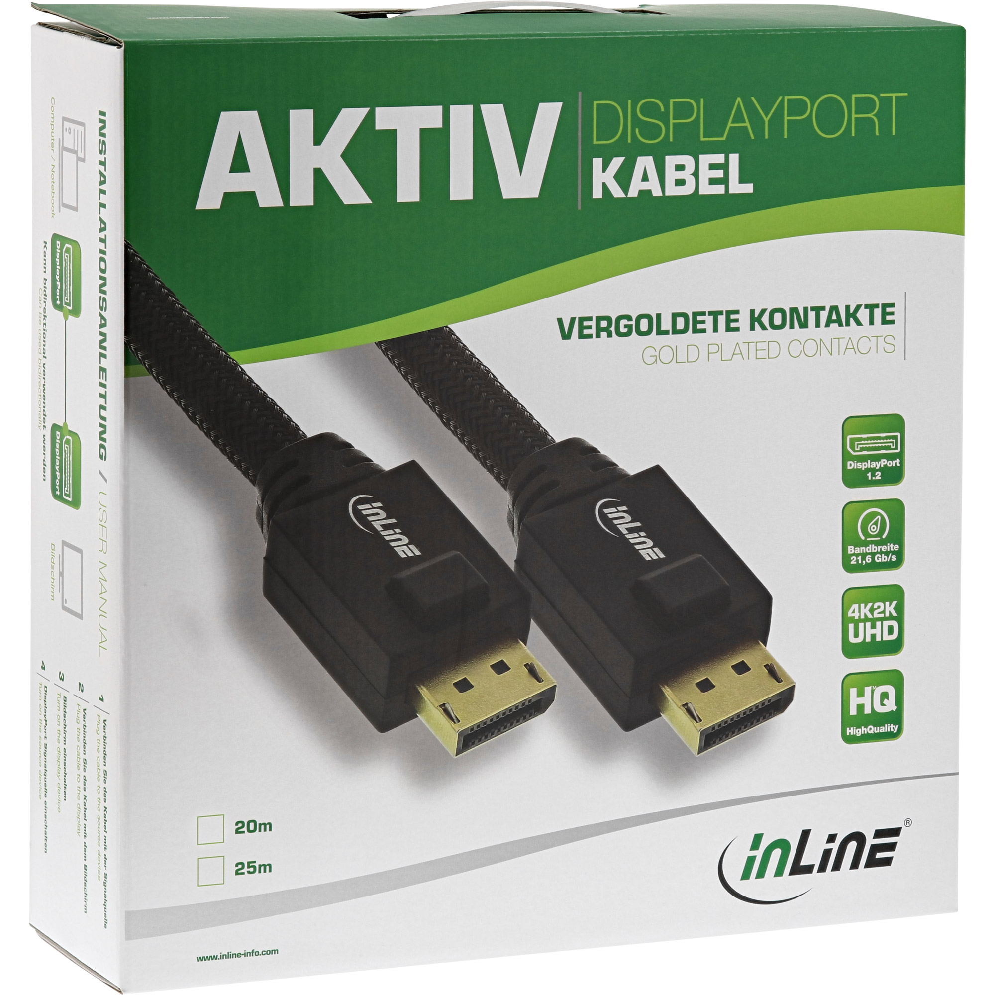 InLine 17120A c�ble DisplayPort 20 m Noir