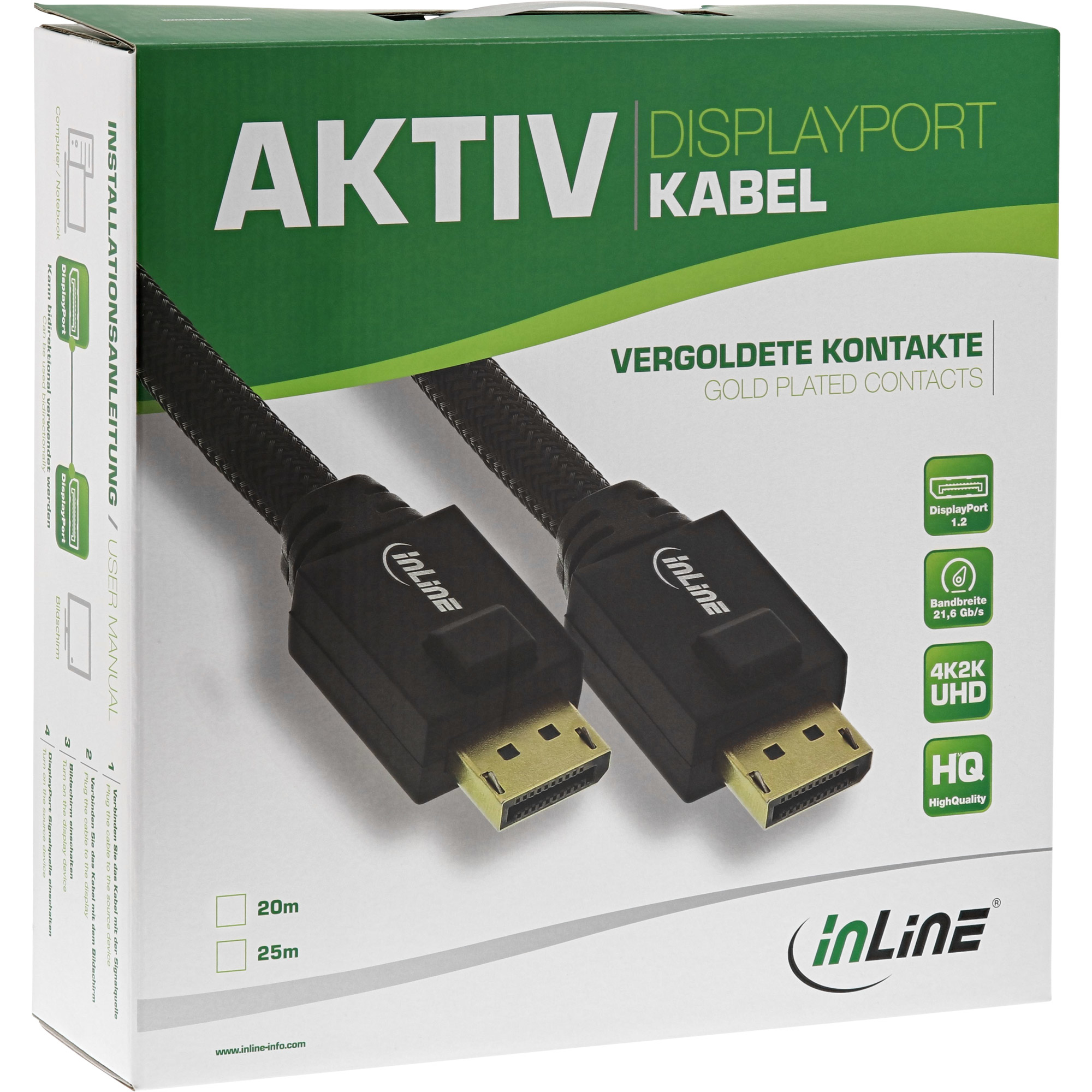 InLine 17120A c�ble DisplayPort 20 m Noir