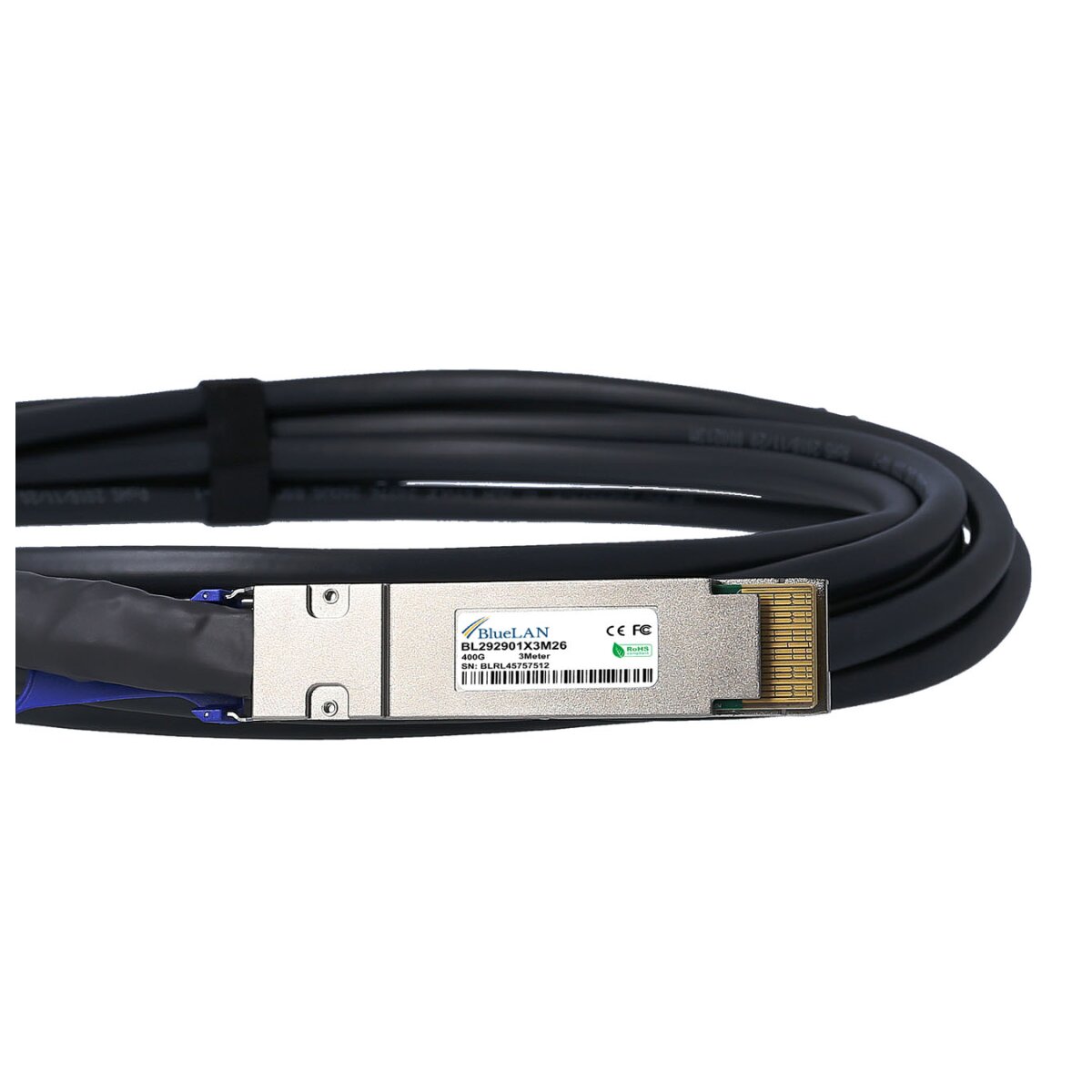 BlueOptics Supermicro CBL-NTWK-0957-QSFPDD-1 QSFP-DD BlueLAN Direct Attach Kabel, 400GBASE-CR4, , 26 AWG, 1 Meter