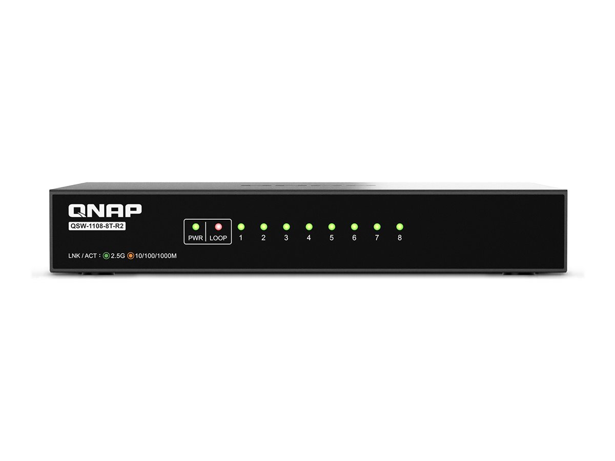 QNAP QSW-1108-8T-R2 switch di rete Non gestito 2.5G Ethernet (100/1000/2500) Desktop Nero