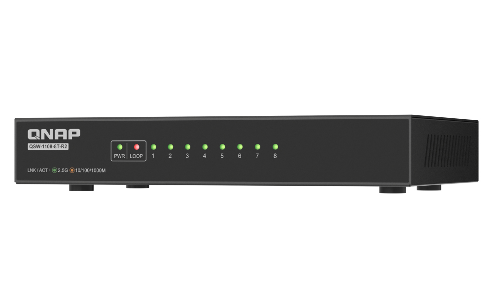 QNAP QSW-1108-8T-R2 switch di rete Non gestito 2.5G Ethernet (100/1000/2500) Desktop Nero