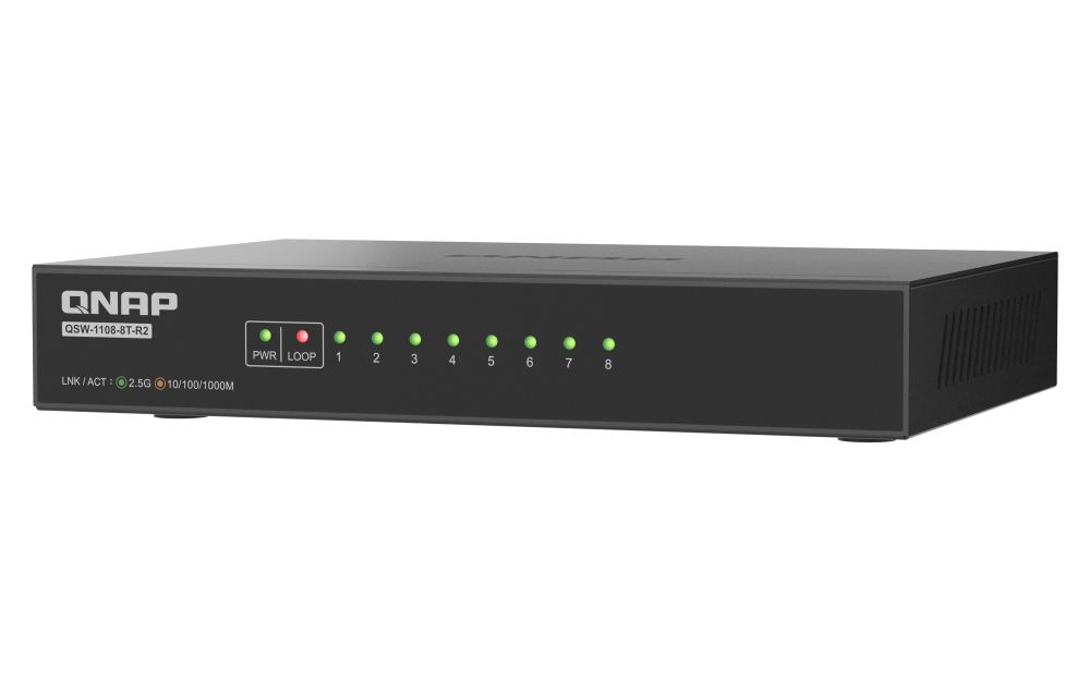 QNAP QSW-1108-8T-R2 switch di rete Non gestito 2.5G Ethernet (100/1000/2500) Desktop Nero