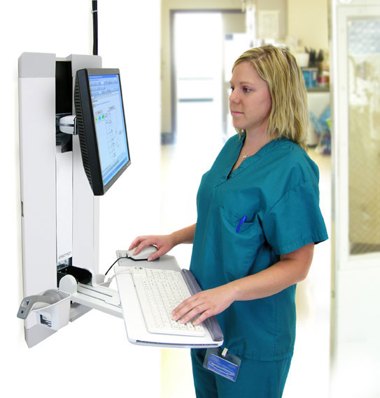 Ergotron StyleView Vertical Lift, Patient Room 61 cm (24) Blanco Pared