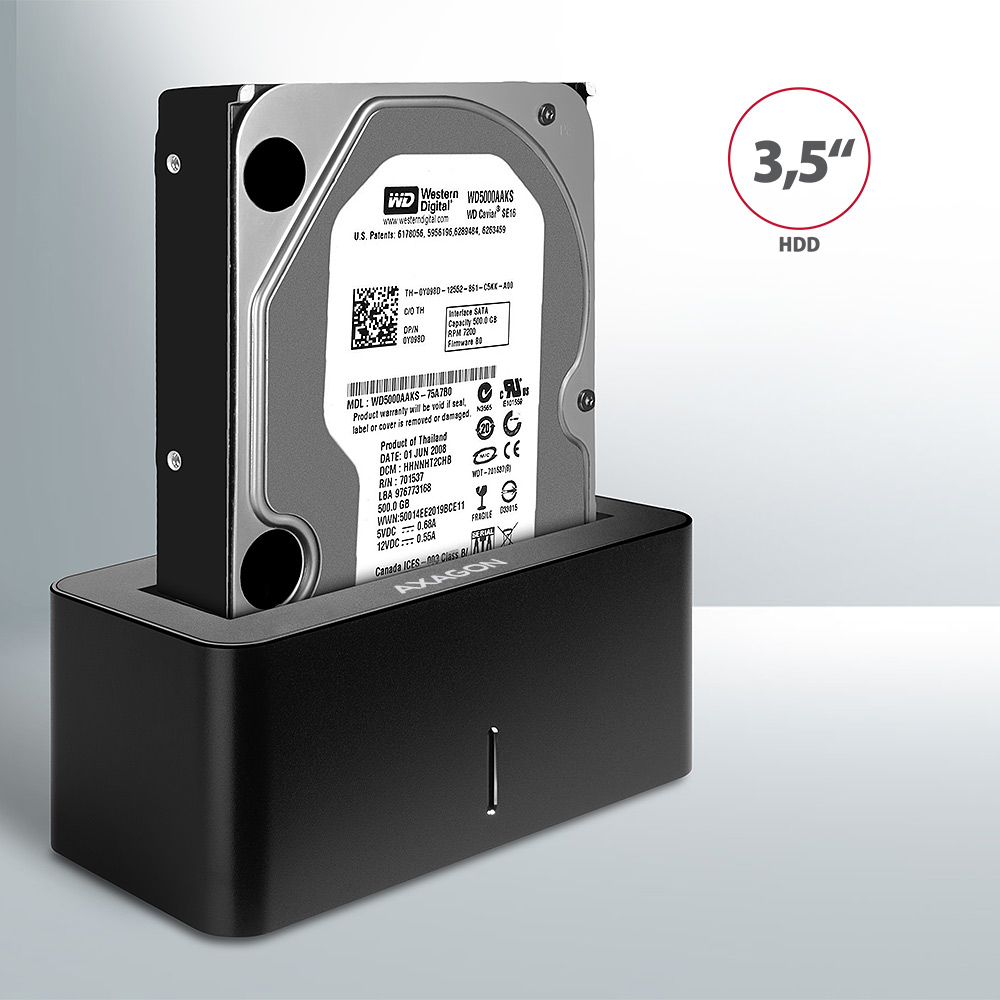 Axagon ADSA-SN Station daccueil de disques de stockage USB 3.2 Gen 1 (3.1 Gen 1) Type-A Noir