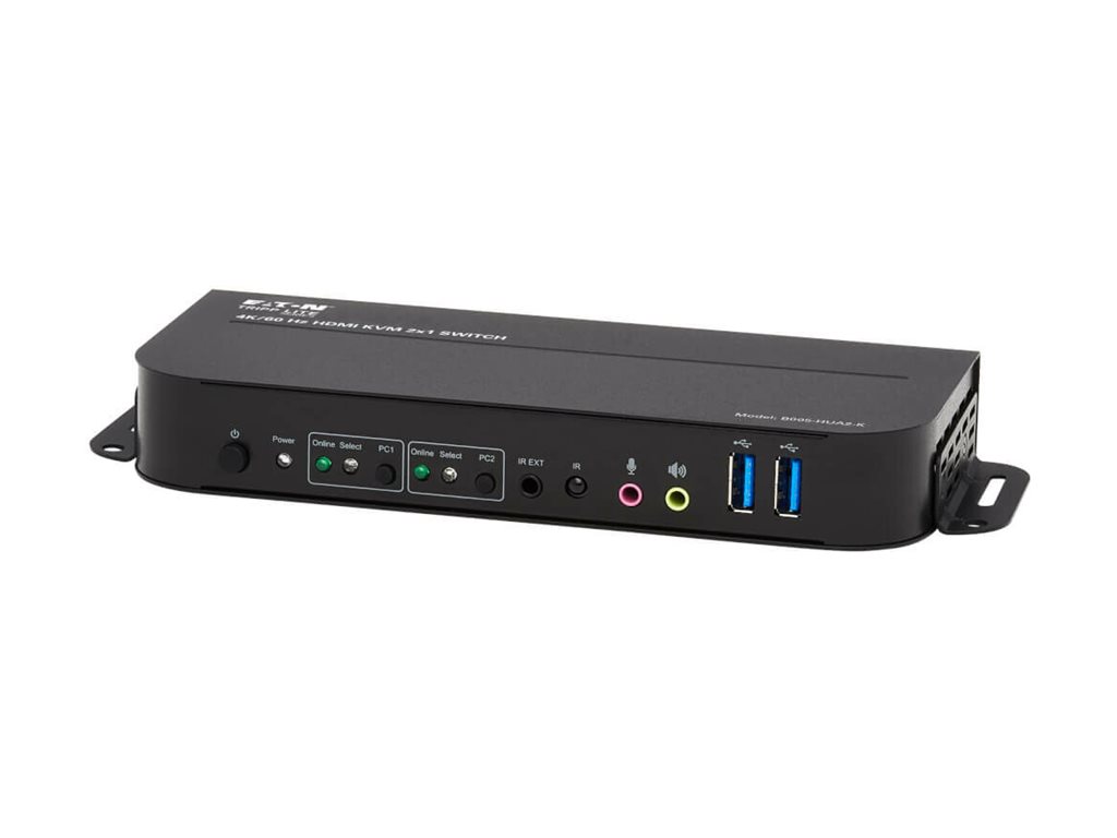 Tripp Lite B005-HUA2-K 2-Port HDMI/USB KVM Switch - 4K 60 Hz, HDR, HDCP 2.2, IR, USB Sharing, USB 3.0 Cables