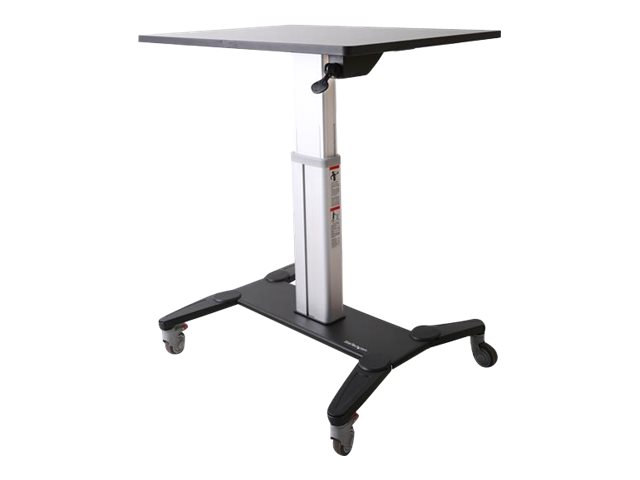 StarTech.com Mobile Standing Desk - Portable Sit Stand Ergonomic Height Adjustable Cart on Wheels - Rolling Computer/Laptop Workstation Table with Locking One-Touch Lift for Teacher/Student