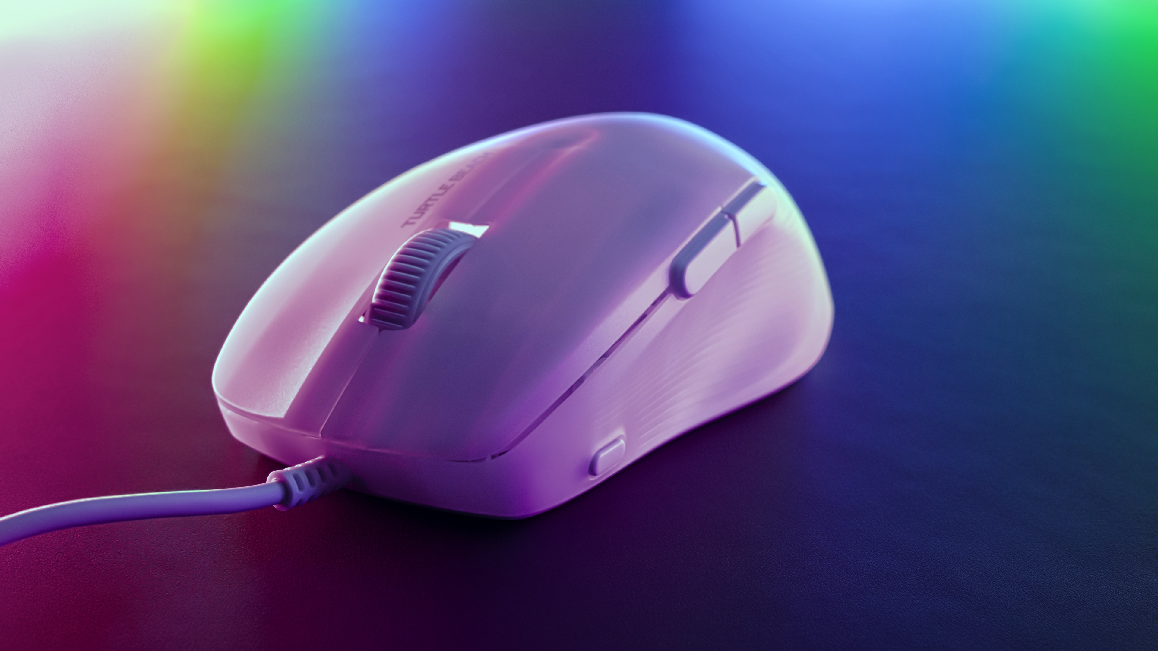 Turtle Beach Mouse da gioco RGB ergonomico ultraleggero Pure SEL, sensore ottico a 8K DPI, switch meccanici, sistema di pretensionamento, cuscinetti completamente in PTFE, illuminazione RGB Bianco