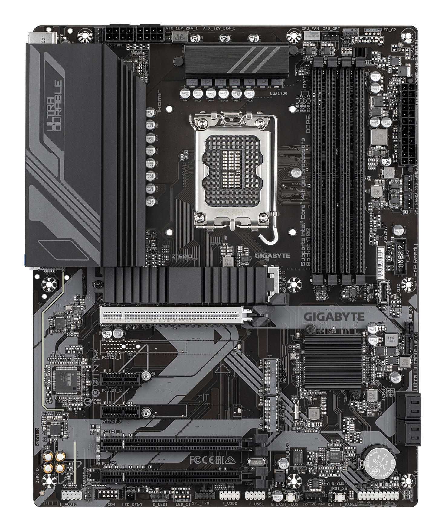 GIGABYTE Z790 D Placa base - Soporta CPUs Intel Core de 14� generaci�n, VRM digital de 12+1+1 fases, hasta 7600MHz DDR5 (OC), 3xPCIe 4.0 M.2, LAN de 2.5GbE, USB 3.2 Gen 2