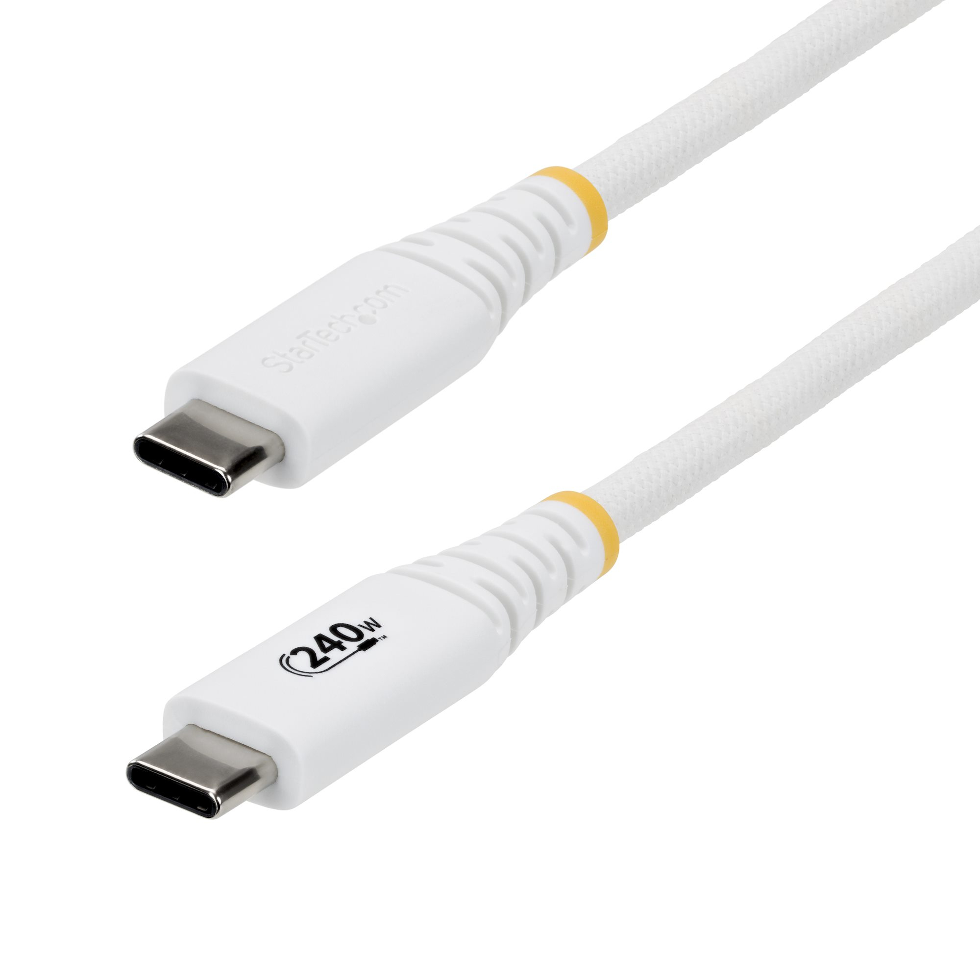 StarTech.com C�ble de Recharge USB-C de 3m, R�sistant et Ultra-Souple, PD EPR 240W (5A), C�ble de Recharge USB 2.0 pour PC Portable, Certifi� USB-IF, C�ble de Recharge USB-C Robuste - Blanc