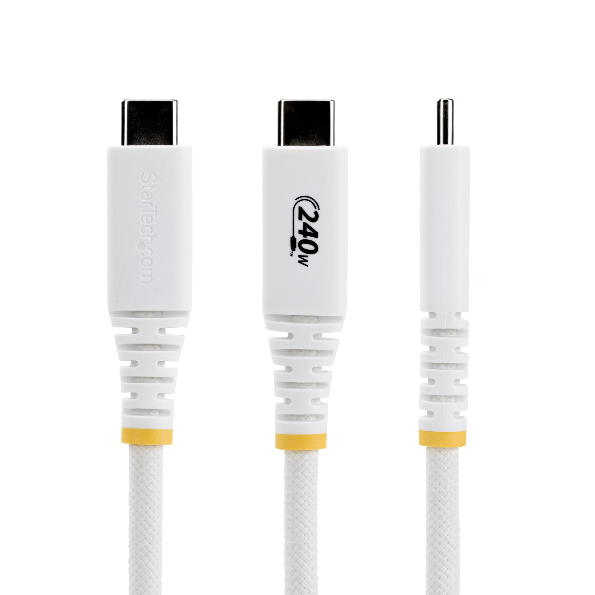StarTech.com C�ble de Recharge USB-C de 3m, R�sistant et Ultra-Souple, PD EPR 240W (5A), C�ble de Recharge USB 2.0 pour PC Portable, Certifi� USB-IF, C�ble de Recharge USB-C Robuste - Blanc