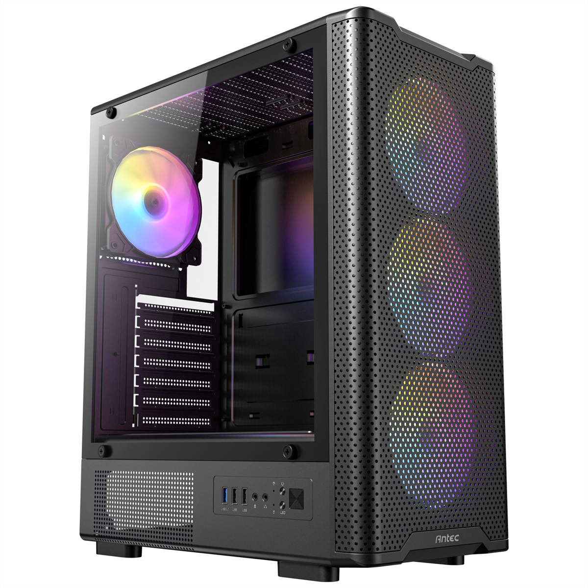 Antec VX310 ARGB - Mid tower Gaming - ATX - Seitenteil mit Fenster (geh�rtetes Glas)