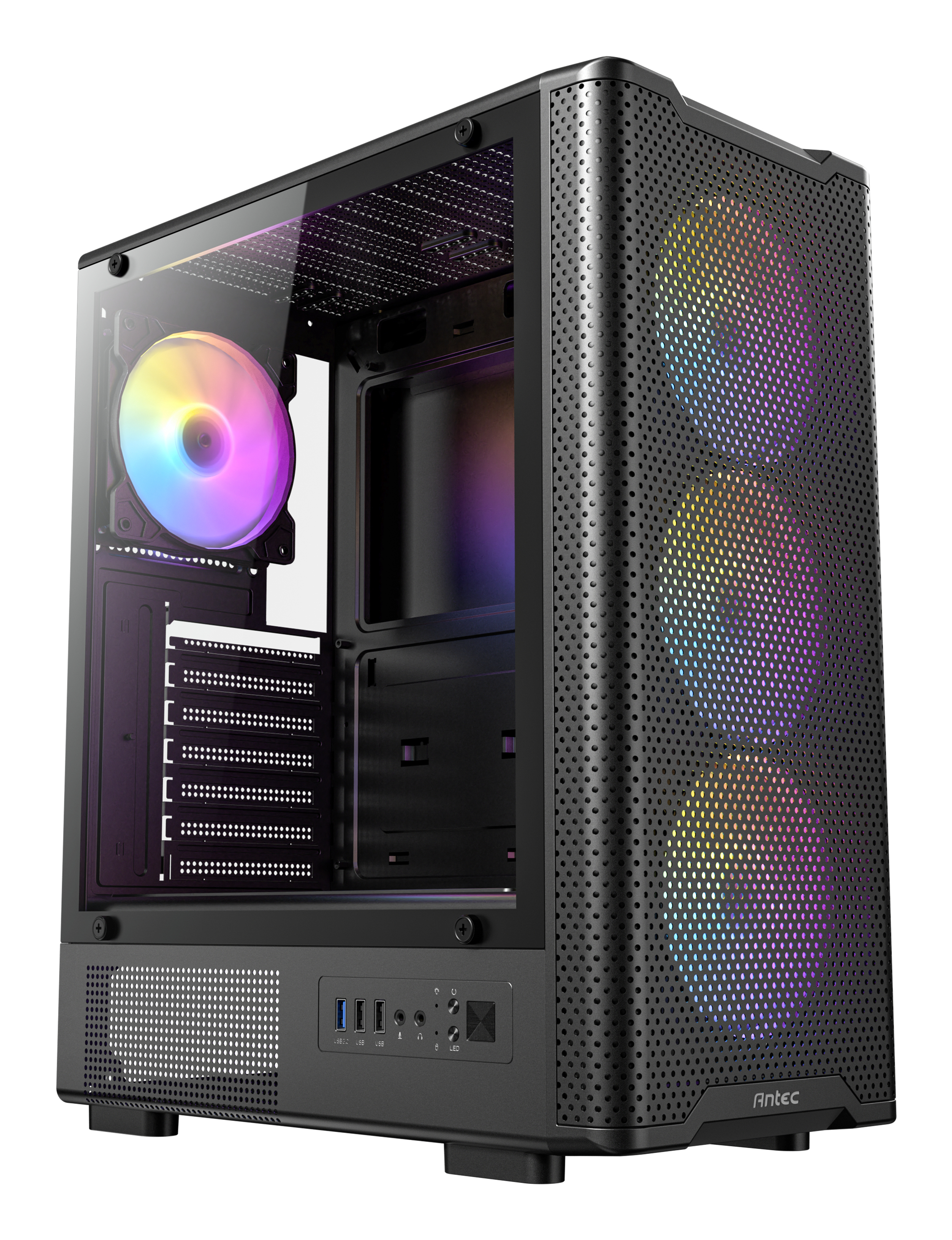 Antec VX310 ARGB - Mid tower Gaming - ATX - Seitenteil mit Fenster (geh�rtetes Glas)