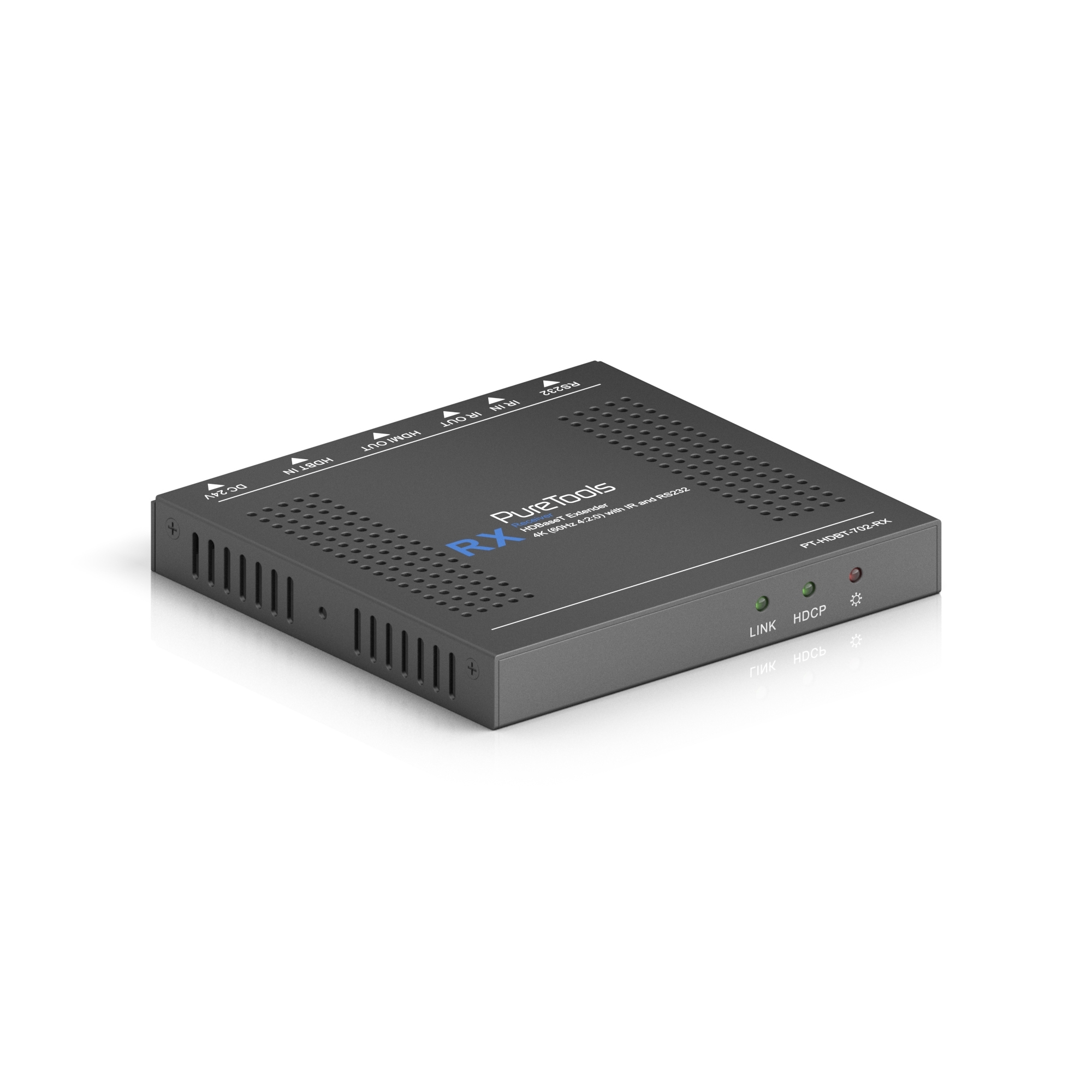 PureTools PT-HDBT-702-RX AV extender AV receiver Black