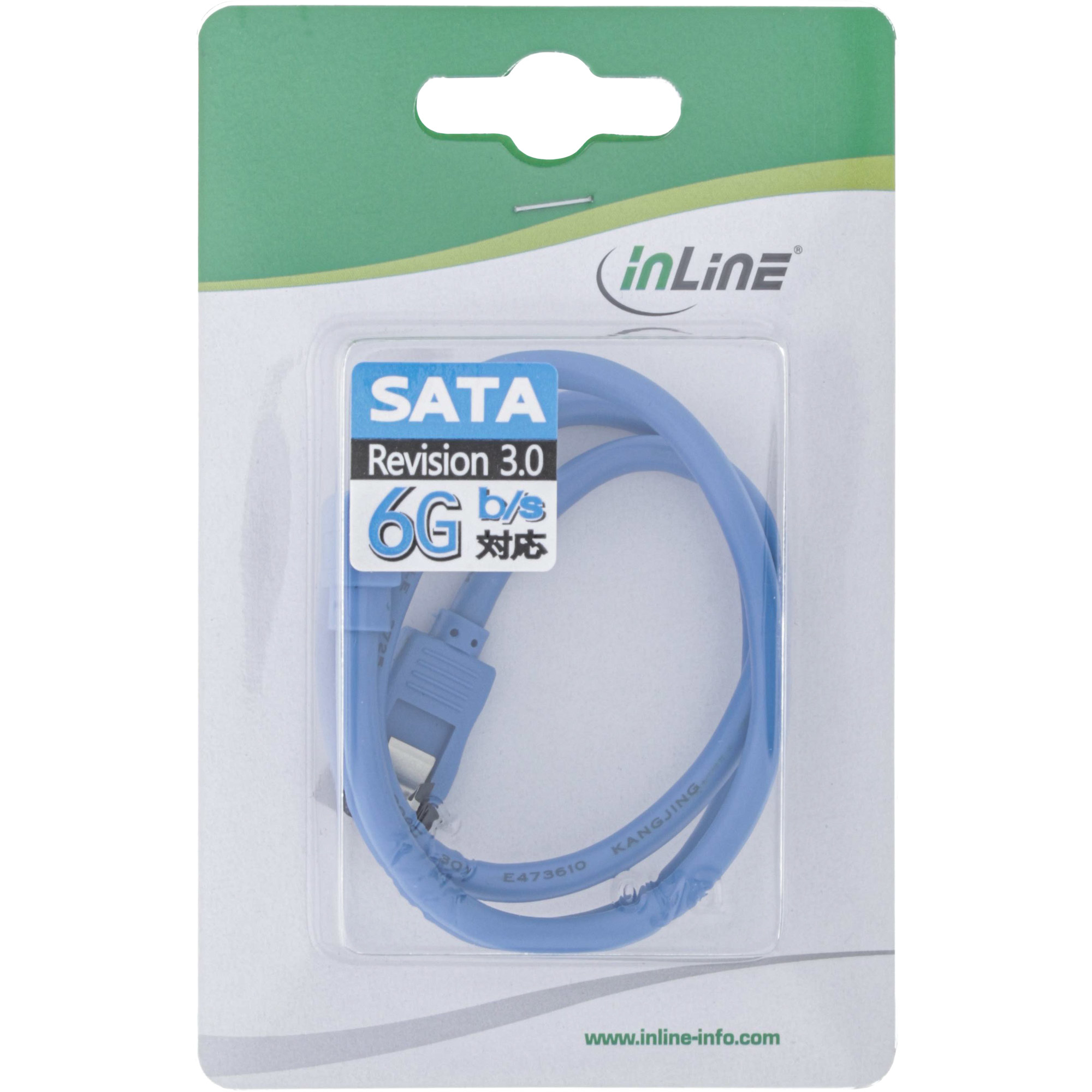 InLine Cavo SATA 6Gb/s, rotondo, angolato, blu, con linguetta, 0,3m