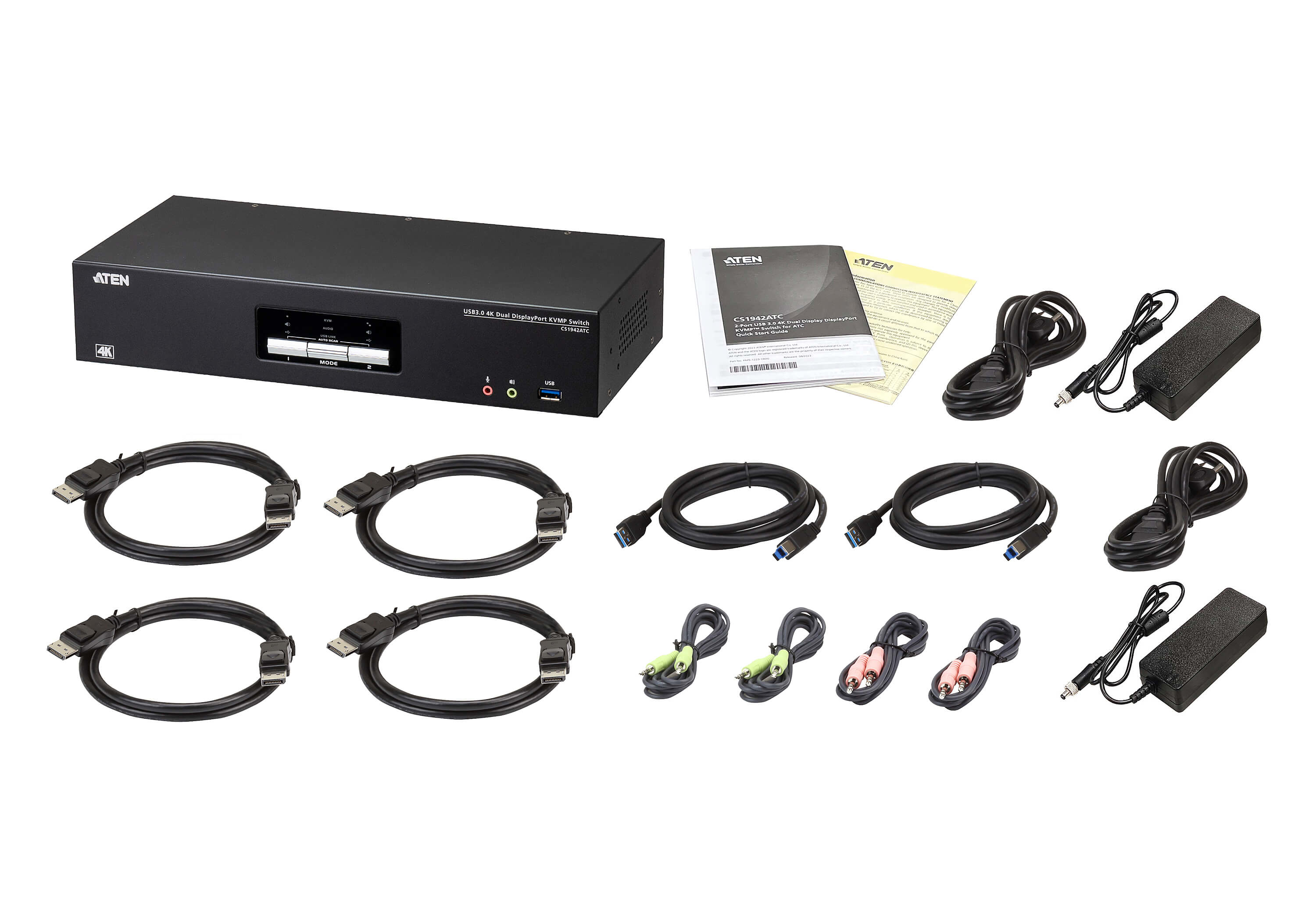 ATEN CS1942ATC 2-Port USB 3.0 4K DisplayPort KVM Switch f�r ATC Dual - KVM-Umschalter - 2-Port