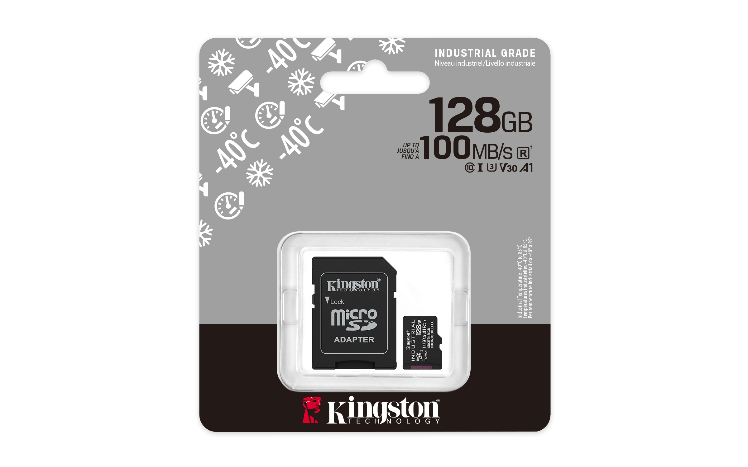 Kingston Technology Carte 128GB microSDXC Industrielle C10 A1 pSLC + adaptateur SD