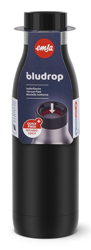 EMSA Bludrop Color N3110100 - 500 ml - Fitness - Sport - Schwarz - Edelstahl - Junge/Mdchen - 24 h