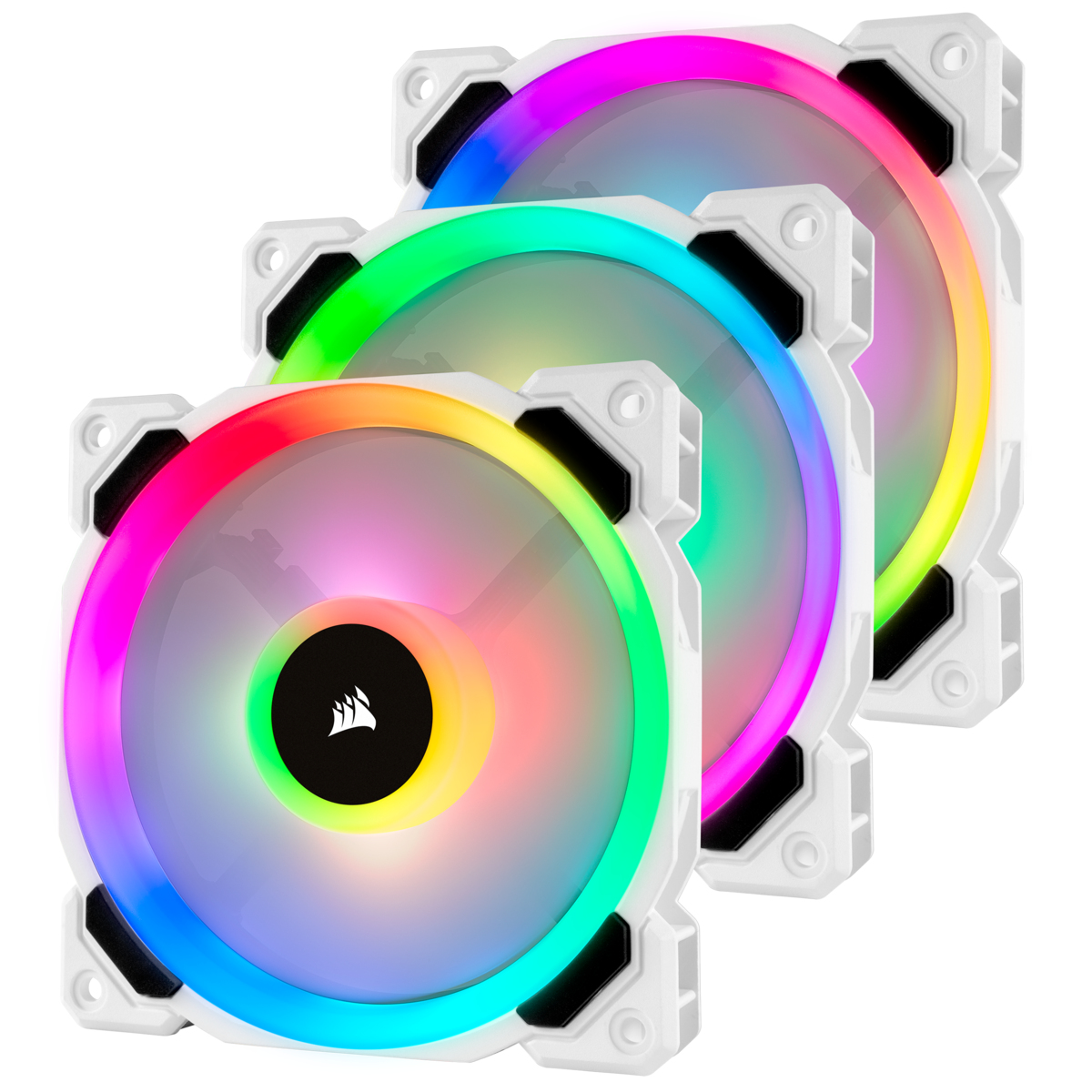 Corsair LL Series LL120 RGB Dual Light Loop - Gehuselfter - 120 mm - wei, Blau, Gelb, Rot, grn, orange, violett (Packung mit 3)