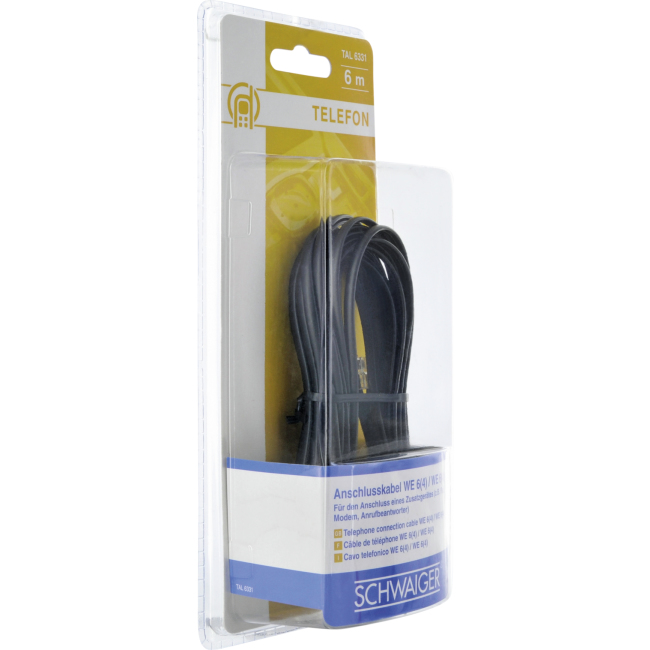 Schwaiger 6.0m RJ-11 - RJ-11 6 m Noir