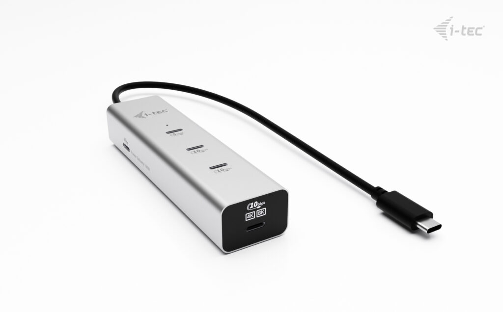 i-tec Hub - metal, 8K video, 85W - 1 x USB-C 3.2 Gen 1 + 1 x USB-C 3.2 Gen 1 (Spannungsversorgung)