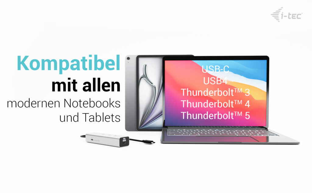 i-tec Hub - metal, 8K video, 85W - 1 x USB-C 3.2 Gen 1 + 1 x USB-C 3.2 Gen 1 (Spannungsversorgung)