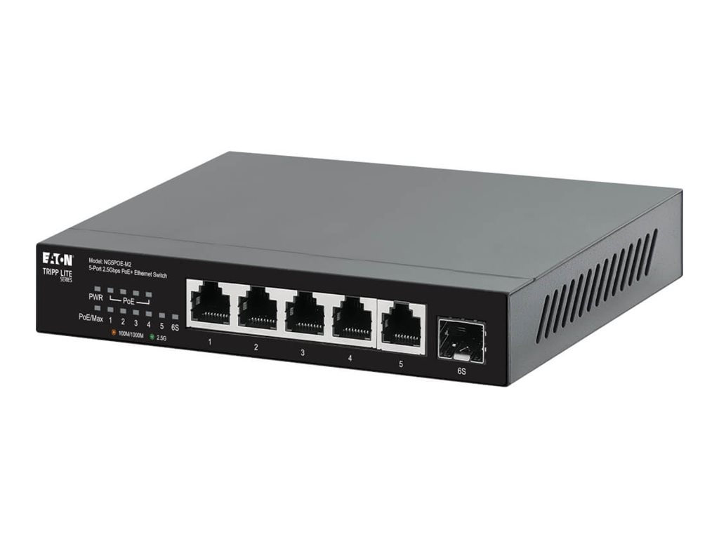 Eaton Tripp Lite series Desktop Gigabit Ethernet Unmanaged Switch PoE+ Pass-Through 5-Port 2.5 Gbps 70W Metal - Switch - unmanaged - 5 x 10/100/1000/2.5G (PoE+)