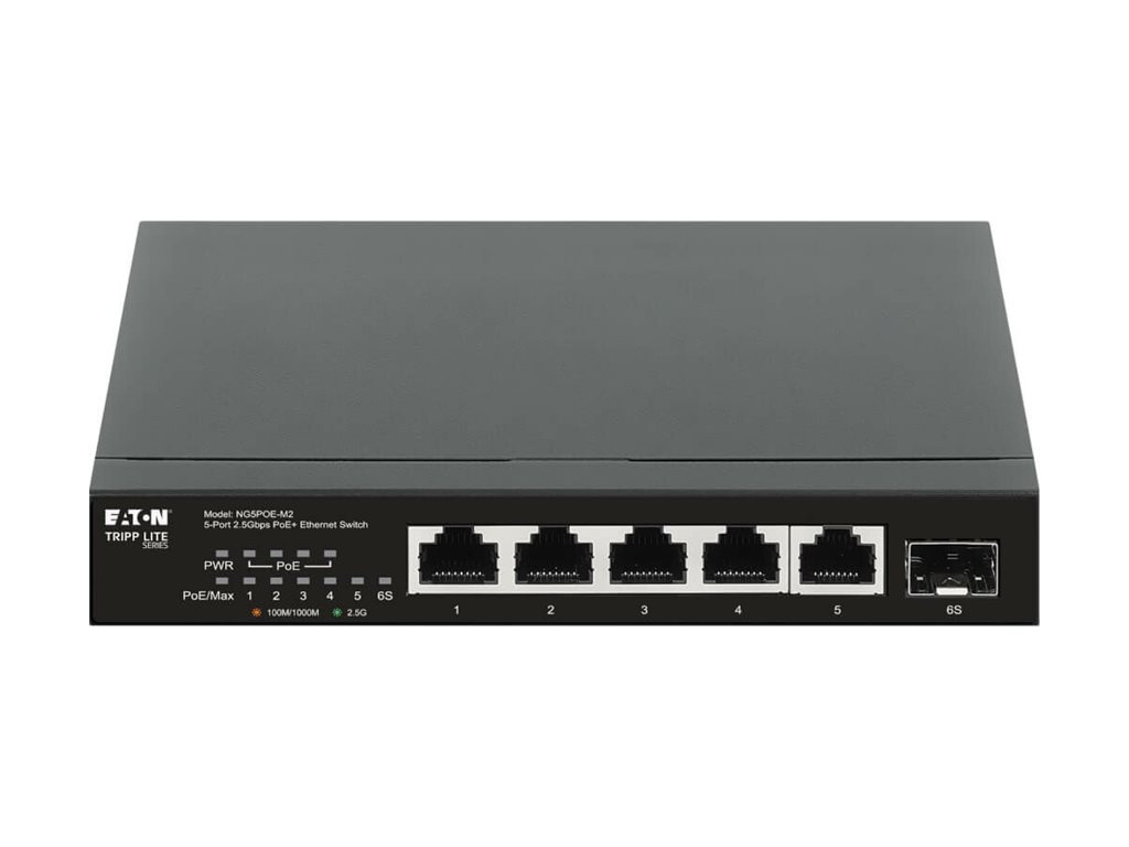 Eaton Tripp Lite series Desktop Gigabit Ethernet Unmanaged Switch PoE+ Pass-Through 5-Port 2.5 Gbps 70W Metal - Switch - unmanaged - 5 x 10/100/1000/2.5G (PoE+)