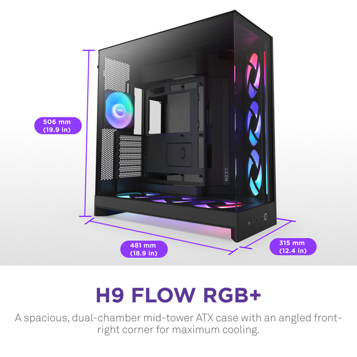 NZXT H9 Flow Rgb+ Black - Midi/Minitower - ATX