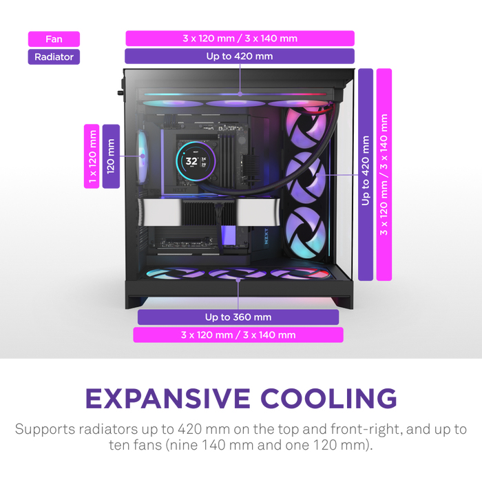 NZXT H9 Flow Rgb+ Black - Midi/Minitower - ATX
