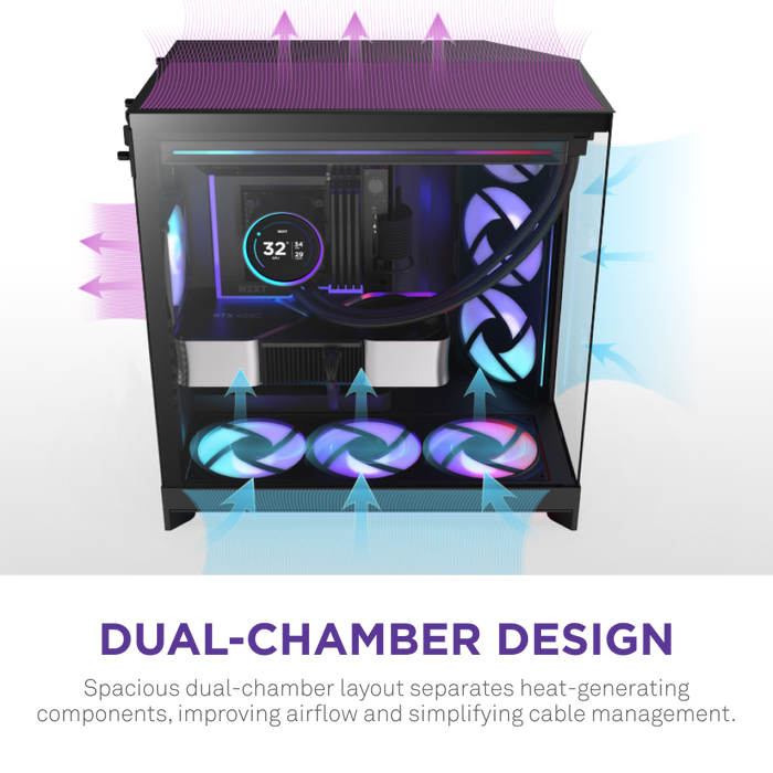 NZXT H9 Flow Rgb+ Black - Midi/Minitower - ATX