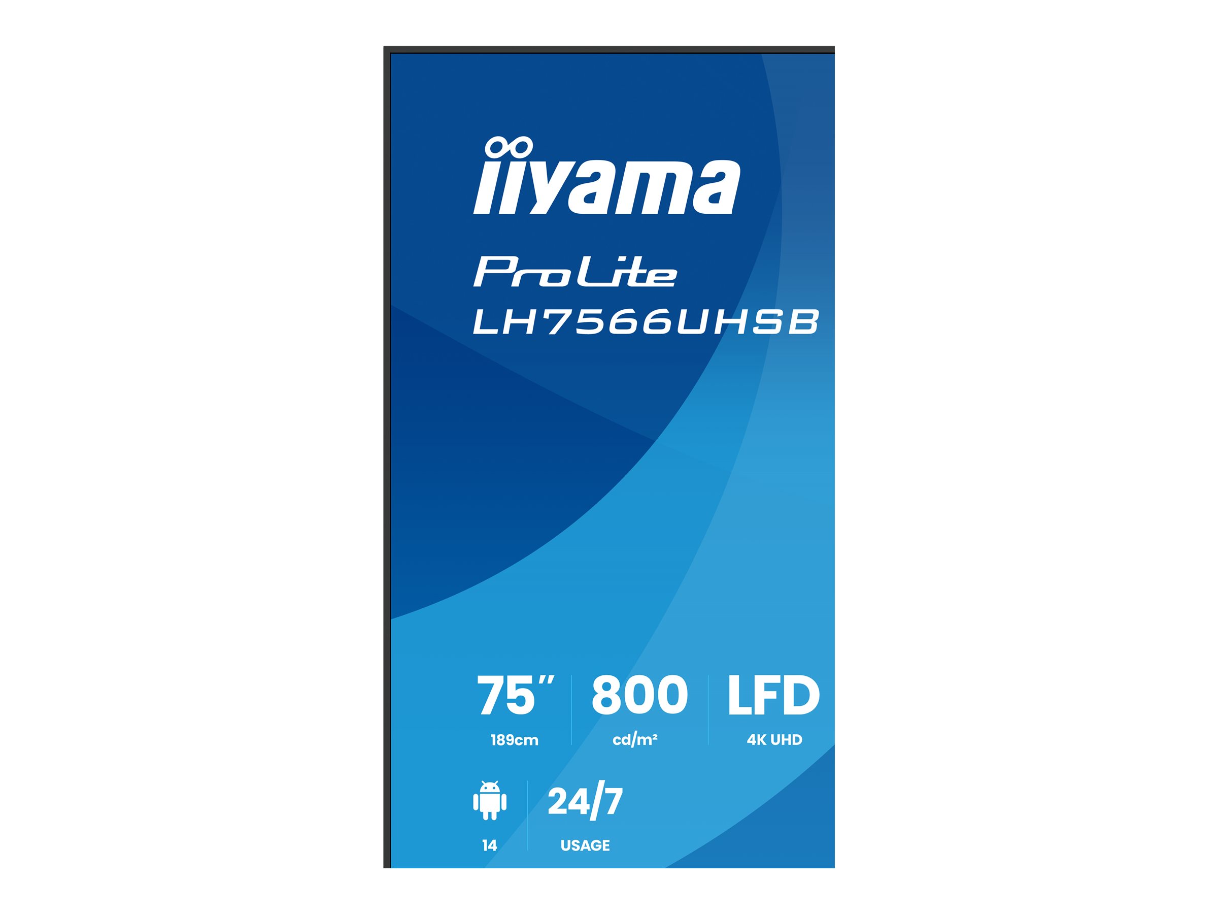 iiyama LH7566UHSB-B1AG �cran daffichage dynamique �cran plat de signalisation num�rique 190,5 cm (75) LCD Wifi 800 cd/m� 4K Ultra HD Noir Int�gr� dans le processeur Android 24/7