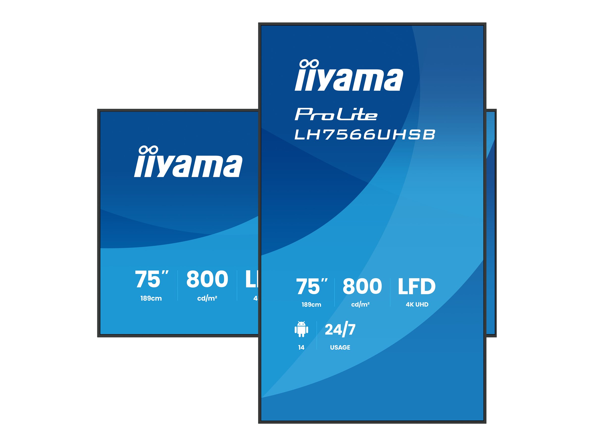 iiyama LH7566UHSB-B1AG �cran daffichage dynamique �cran plat de signalisation num�rique 190,5 cm (75) LCD Wifi 800 cd/m� 4K Ultra HD Noir Int�gr� dans le processeur Android 24/7