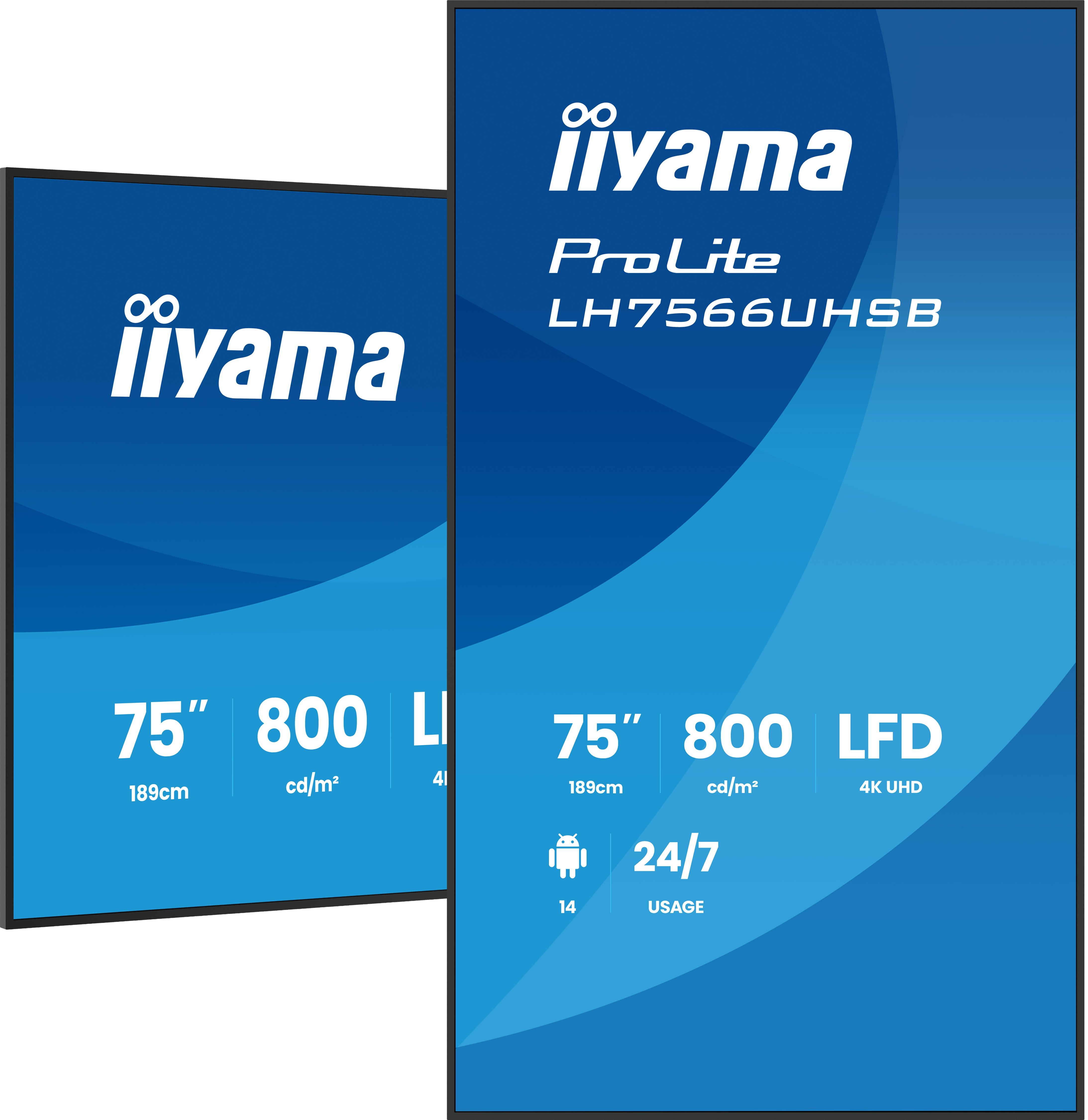 iiyama LH7566UHSB-B1AG �cran daffichage dynamique �cran plat de signalisation num�rique 190,5 cm (75) LCD Wifi 800 cd/m� 4K Ultra HD Noir Int�gr� dans le processeur Android 24/7