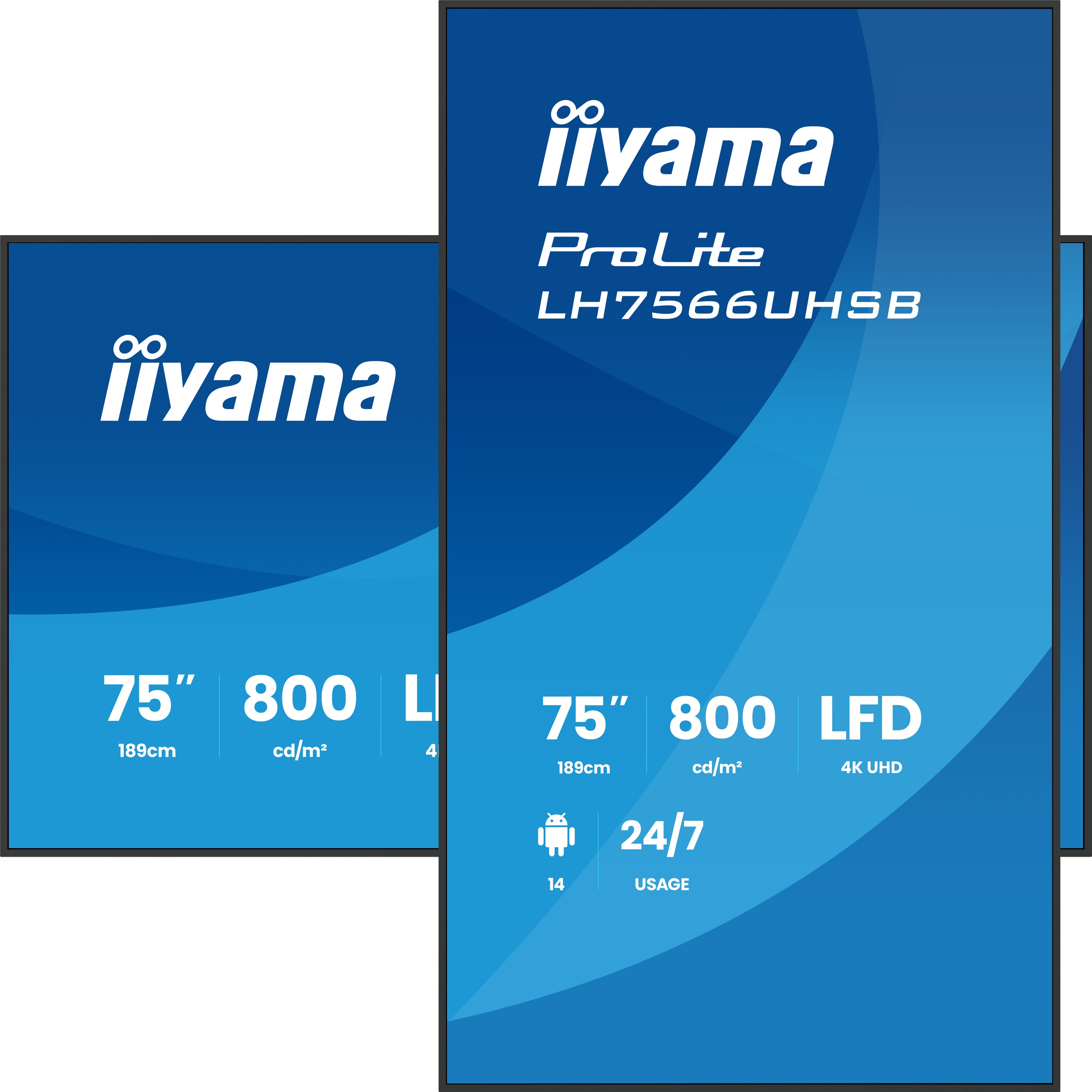 iiyama LH7566UHSB-B1AG �cran daffichage dynamique �cran plat de signalisation num�rique 190,5 cm (75) LCD Wifi 800 cd/m� 4K Ultra HD Noir Int�gr� dans le processeur Android 24/7