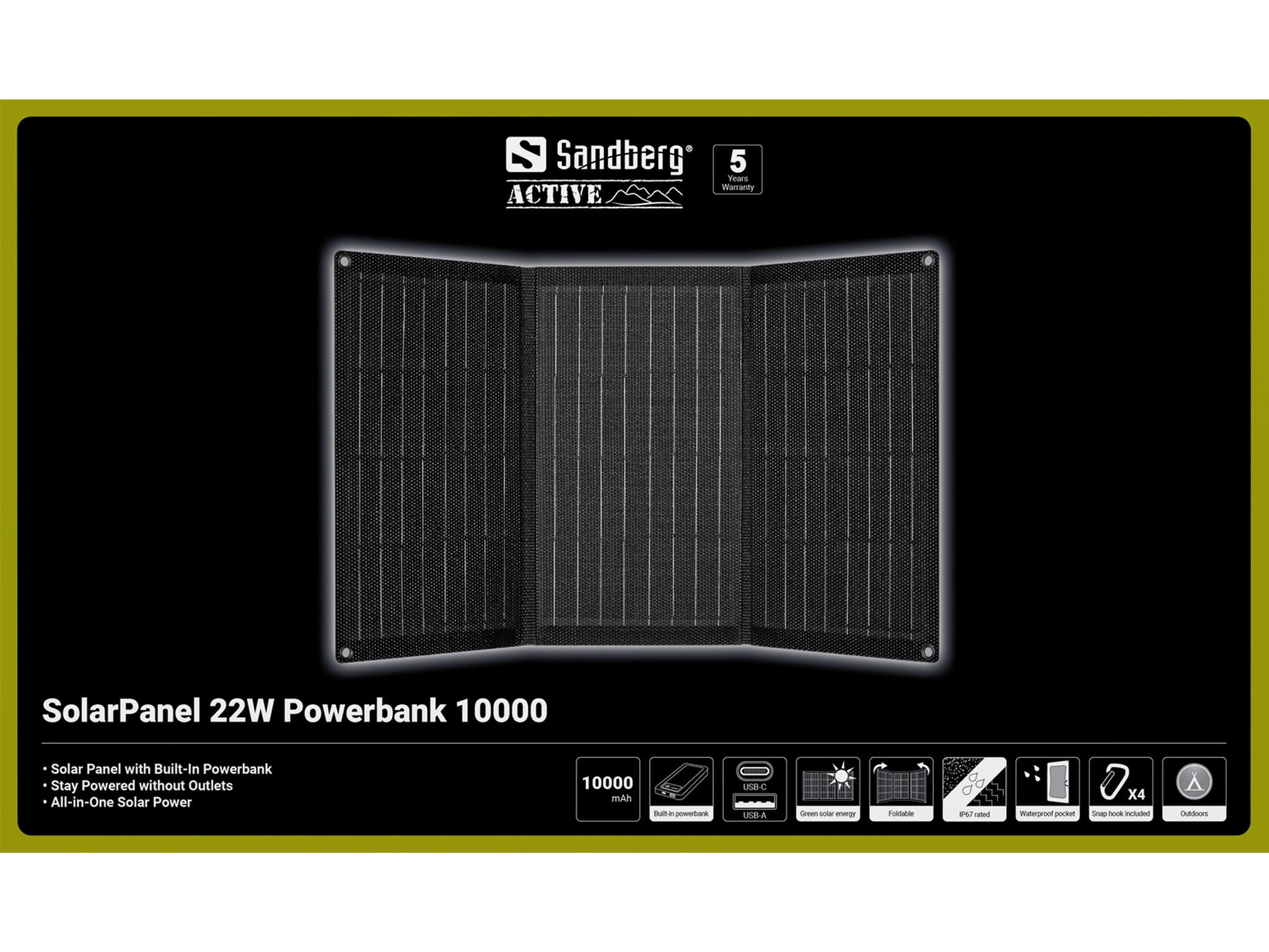 Sandberg 421-44 cargador de dispositivo m�vil Universal Negro Bater�a, Solar Exterior