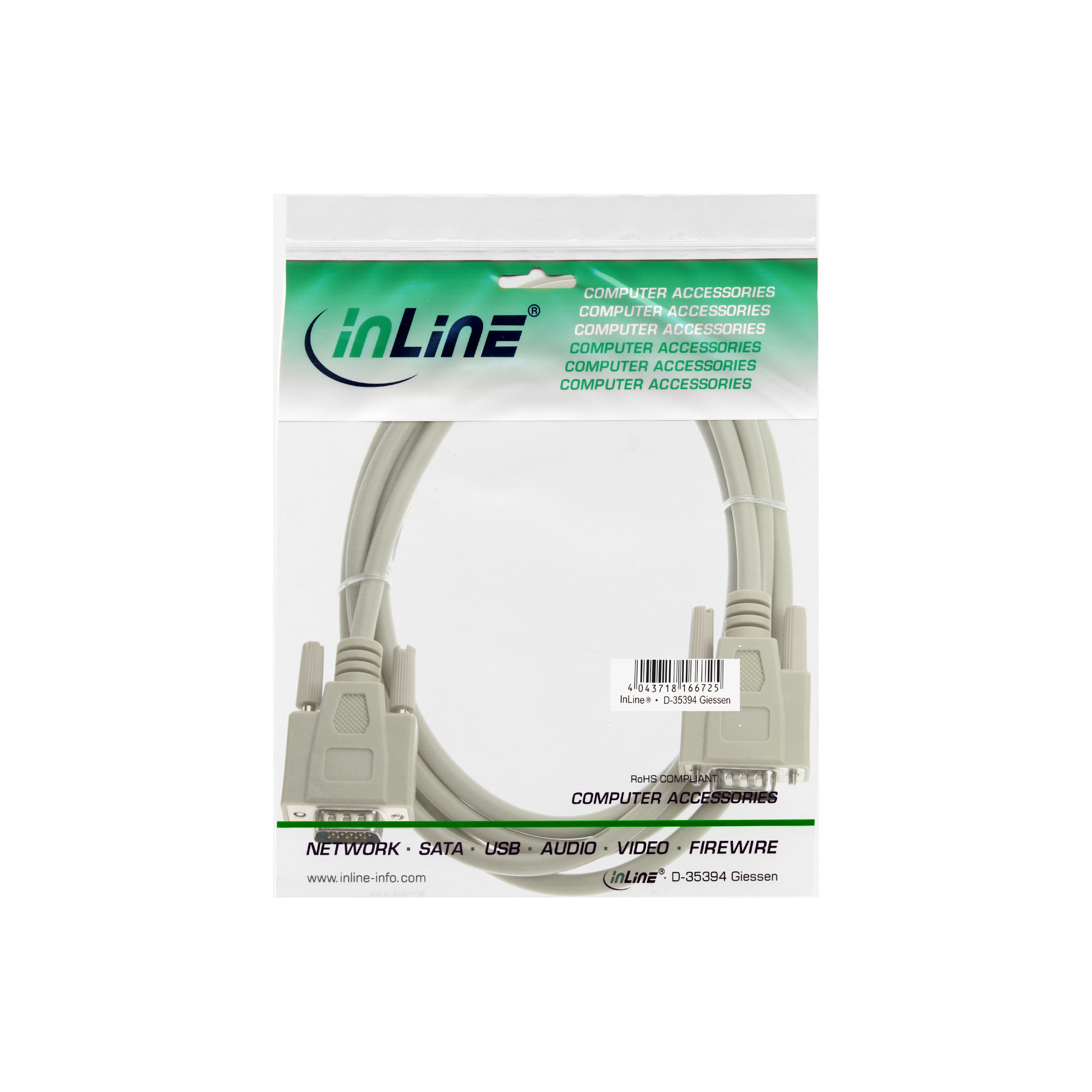 InLine VGA Cable 15 Pin HD male / male beige 10m